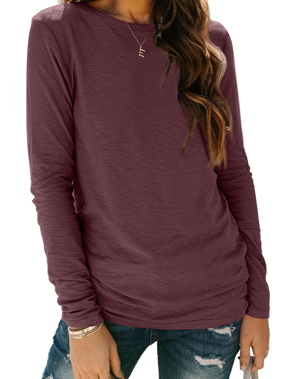 AUTOMET Women's Plus Size Long Sleeve Spring Tops - Workout Shirts & Fall Outfits 2025 - Comfortable Casual Wear for Gym, Yoga, and Everyday Fashion