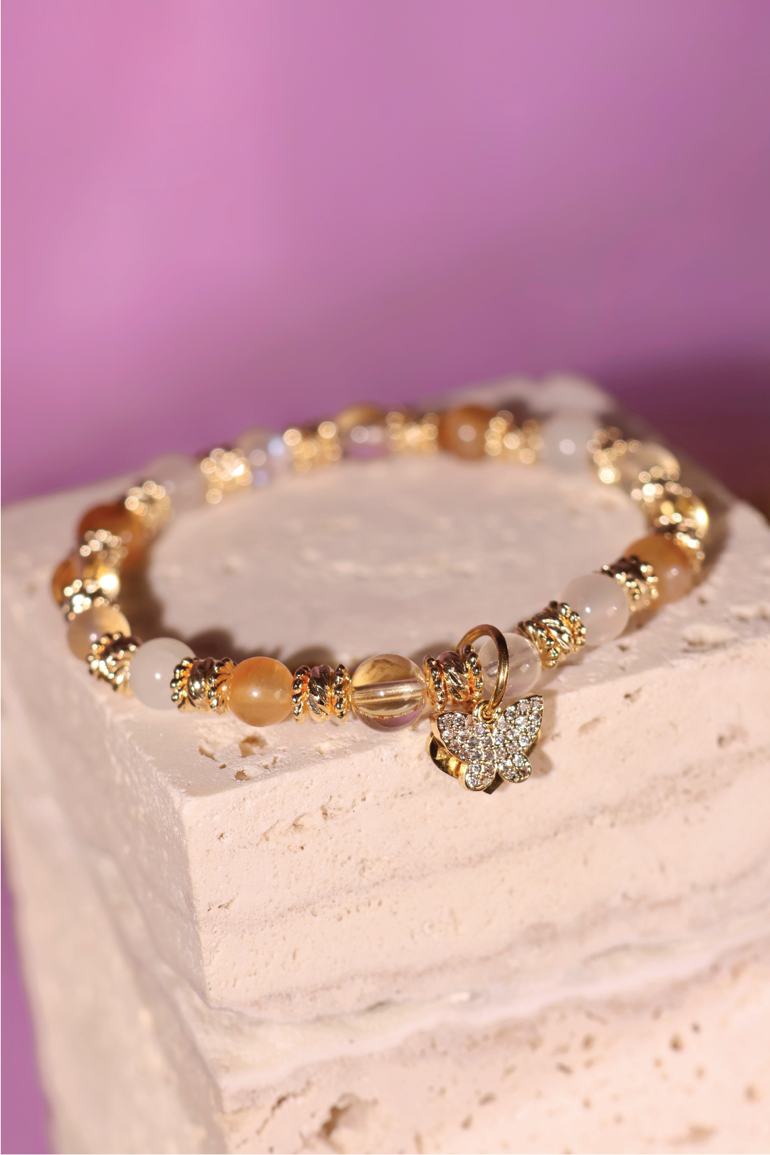 Mystic Glow Intent Sunset Glow Bracelet - Handmade Adjustable Crystal Beaded Wristband for Yoga, Meditation & Spiritual Healing | Boho Chic Jewelry Gift for Women