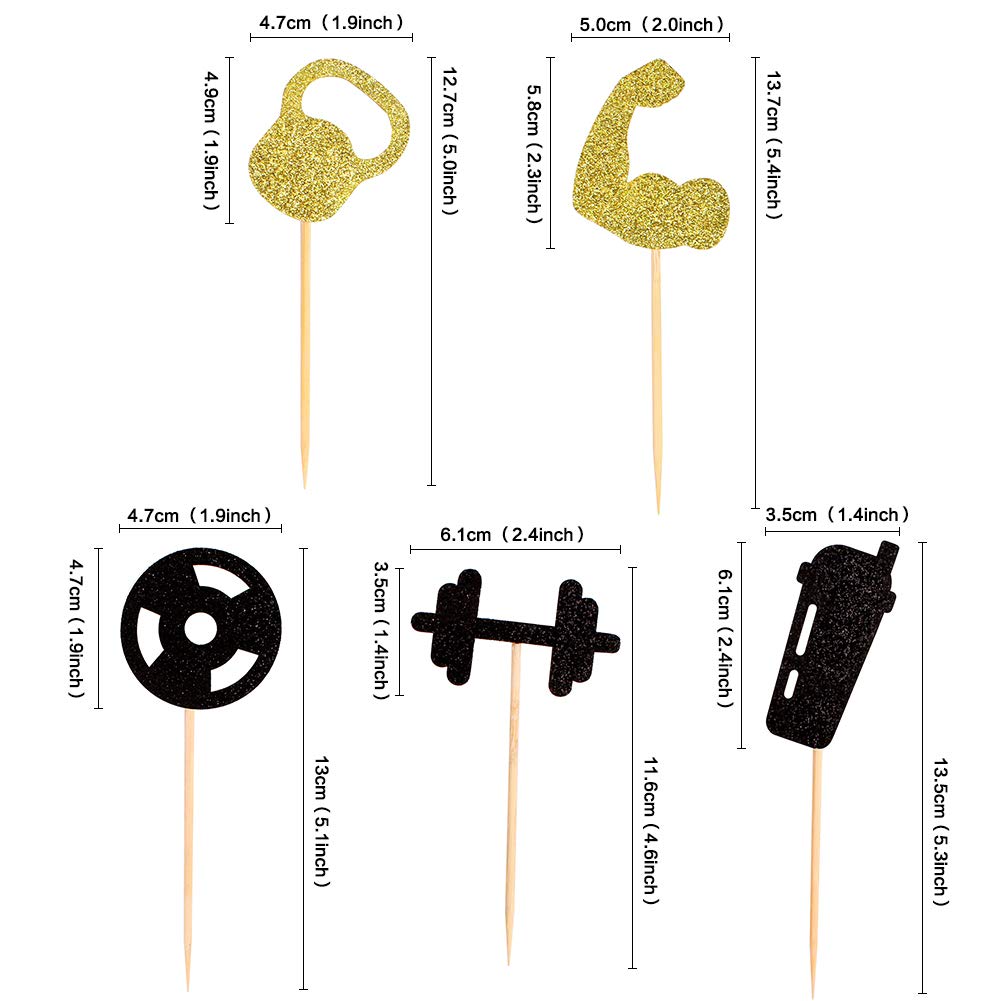 30PCS Gym Theme Cupcake Toppers - Weight Lifting & Fitness Themed Birthday Party Decorations - Perfect for Workout Parties, Bodybuilding Celebrations & Gym-Inspired Events