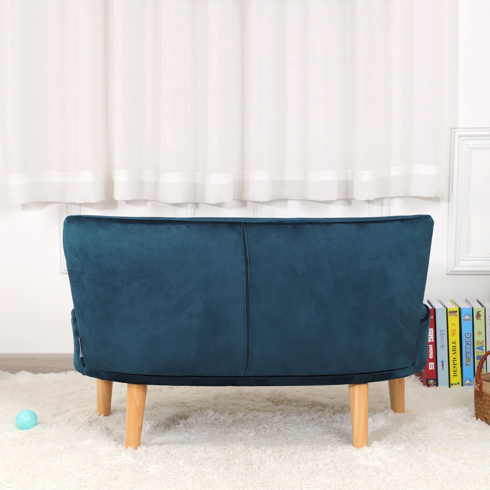 2-Seat Kids Sofa Couch with Soft Velvet Fabric & Sturdy Wooden Frame - Toddler Furniture for Ages 3-6 - 35.6