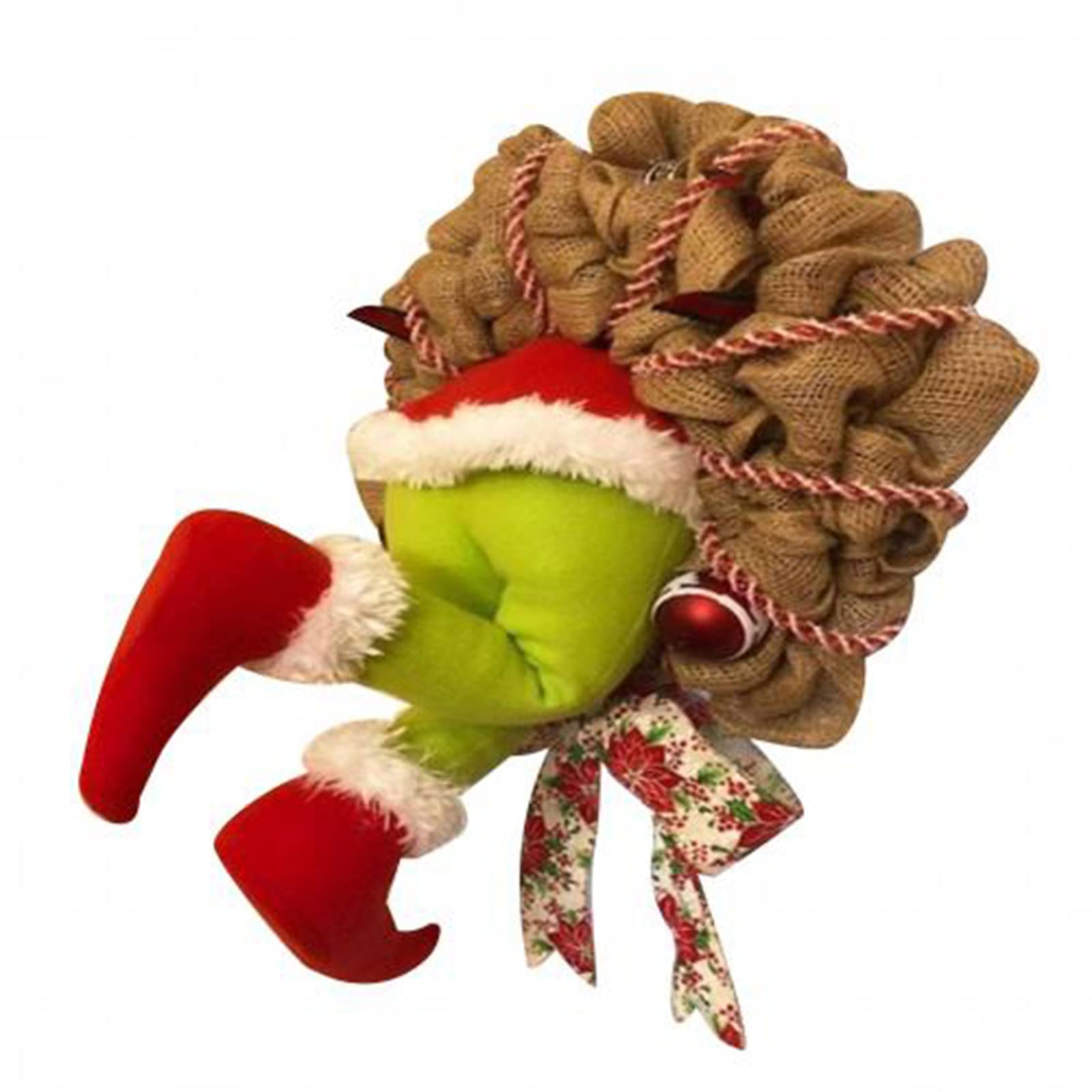 Lilili Christmas Thief Burlap Wreath - Rustic Holiday Door Decor for Front Porch, Xmas Tree Ornaments & Festive Garland (Color: Medium) - Perfect for Christmas Home Decor, Holiday Parties & Seasonal Gift Giving