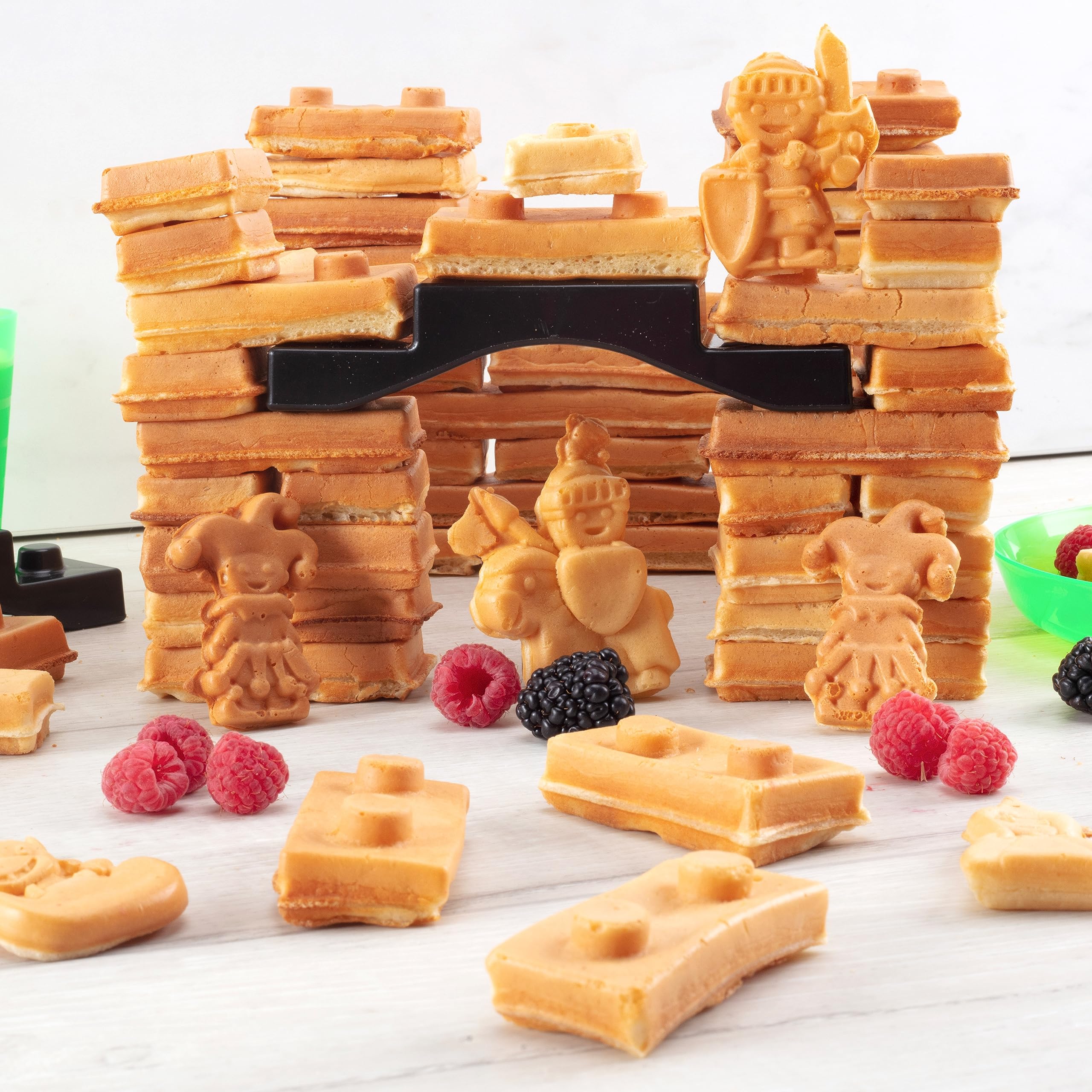 Fantasy Castle Waffle Maker - Electric Nonstick Waffle Iron with 4 Removable Plates (Dishwasher Safe) - Create Fun Waffles & Pancakes in Brick, Knight, Princess & Dragon Shapes - Perfect Kids Gift for Birthday & Family Breakfast Time