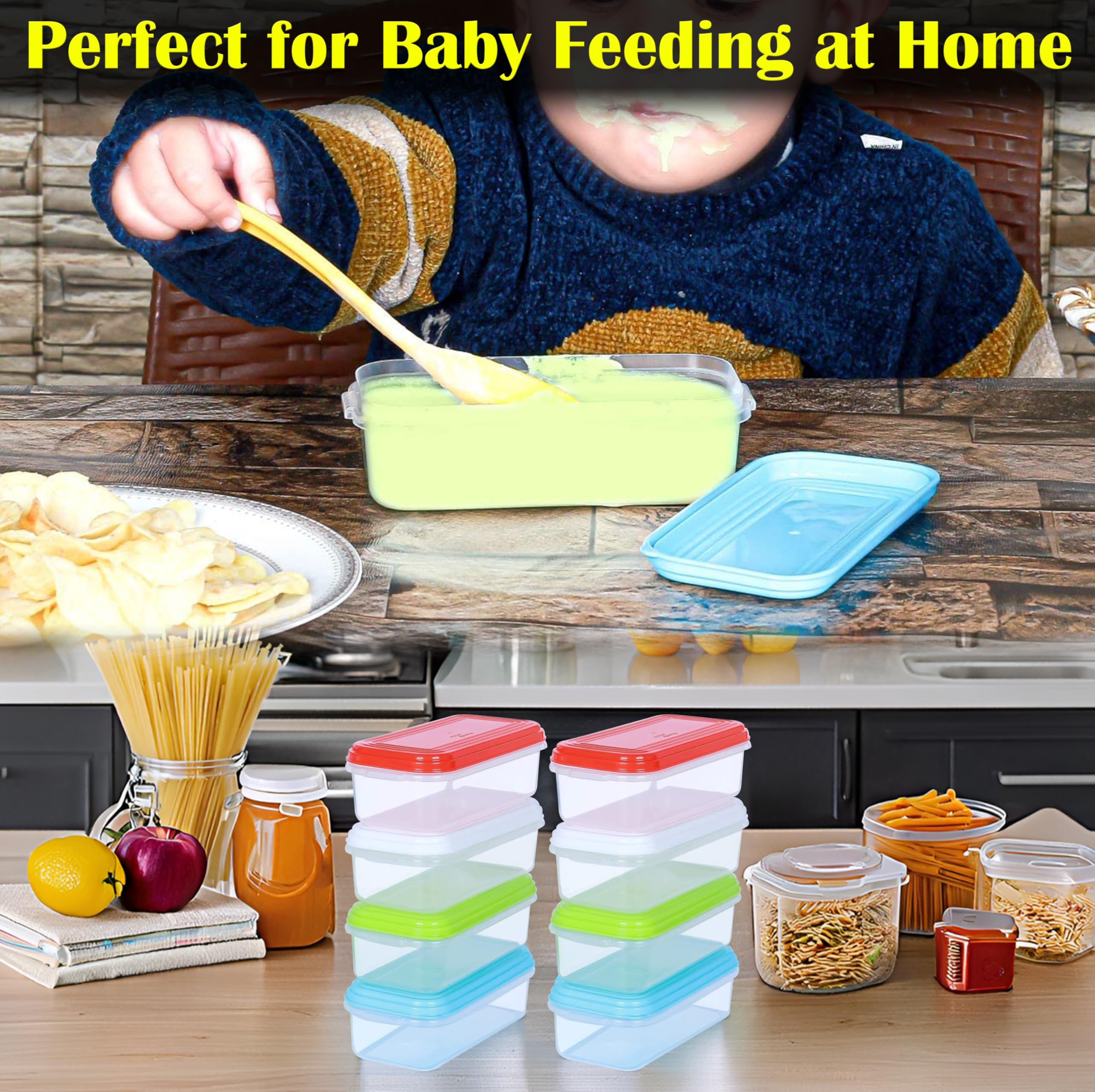 ARSUK 16-Pack Baby Food Storage Containers (8.5 oz/250ml) - BPA Free Plastic Freezer-Safe Containers with Lids - Microwave & Dishwasher Safe Snack Pots for Toddlers - Perfect for Meal Prep, Breast Milk Storage, and On-the-Go Snacks