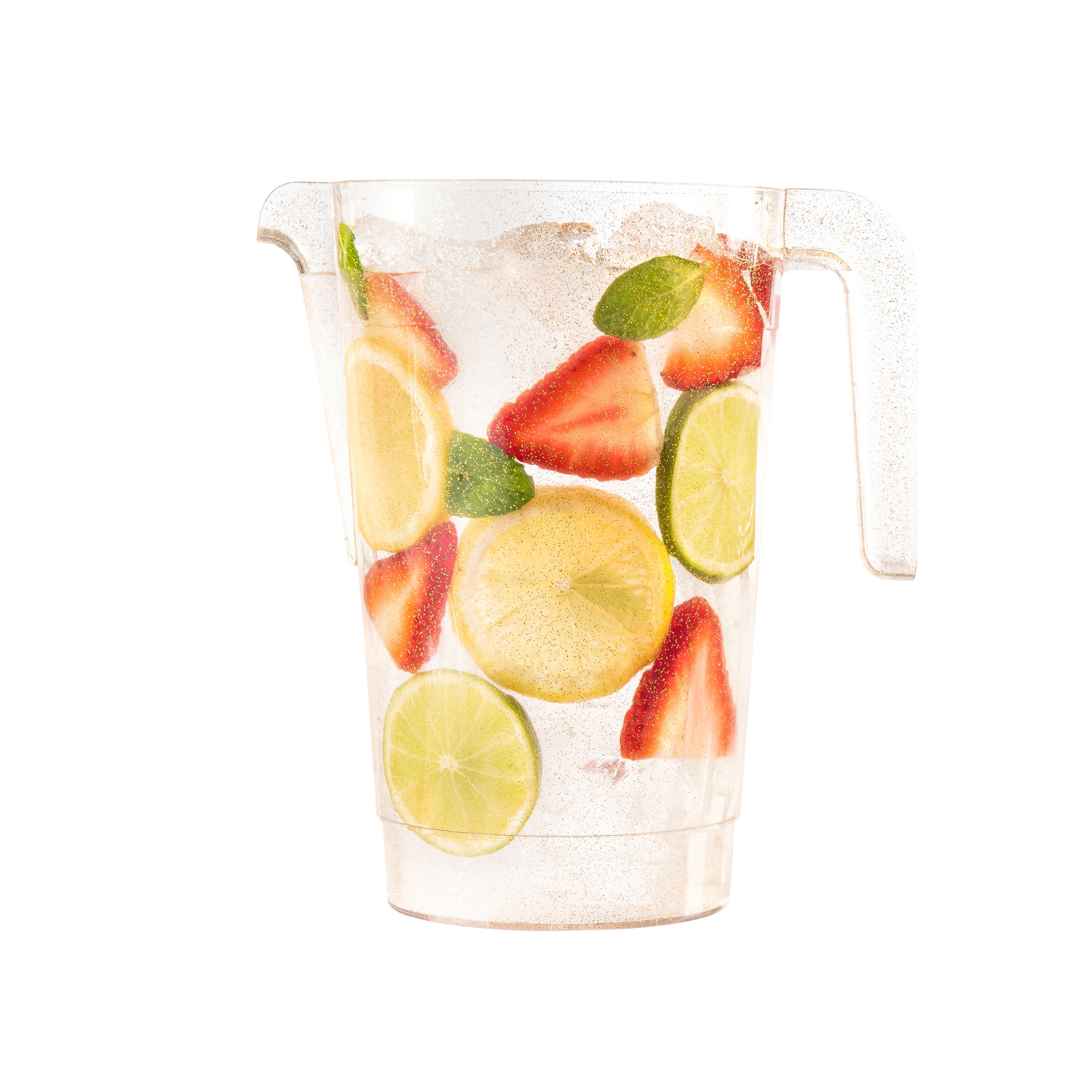 Gold Glitter Plastic Pitcher with Handle 48oz (2 Pack) - Perfect for Parties, Cocktails & Beverage Serving