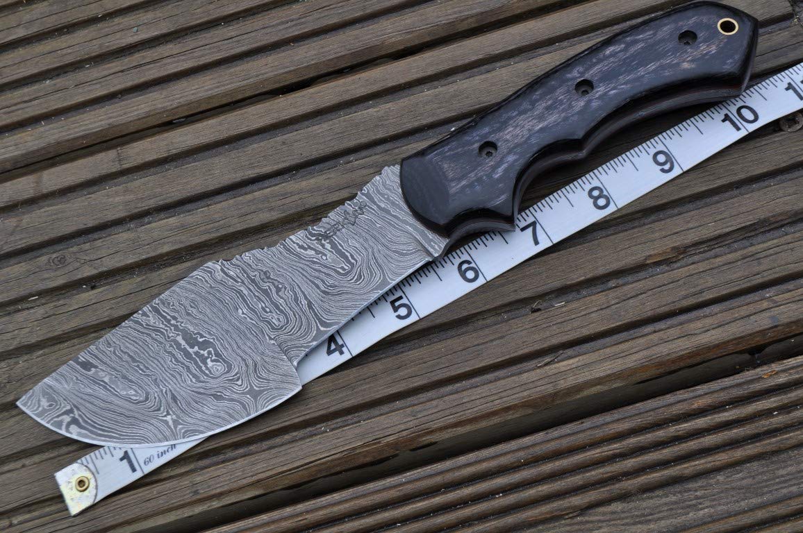 Perkin Knives - Premium Damascus Steel Hunting Knife with Leather Sheath | Outdoor Survival, Camping & Bushcraft Tool | Gift for Hunters & Outdoorsmen