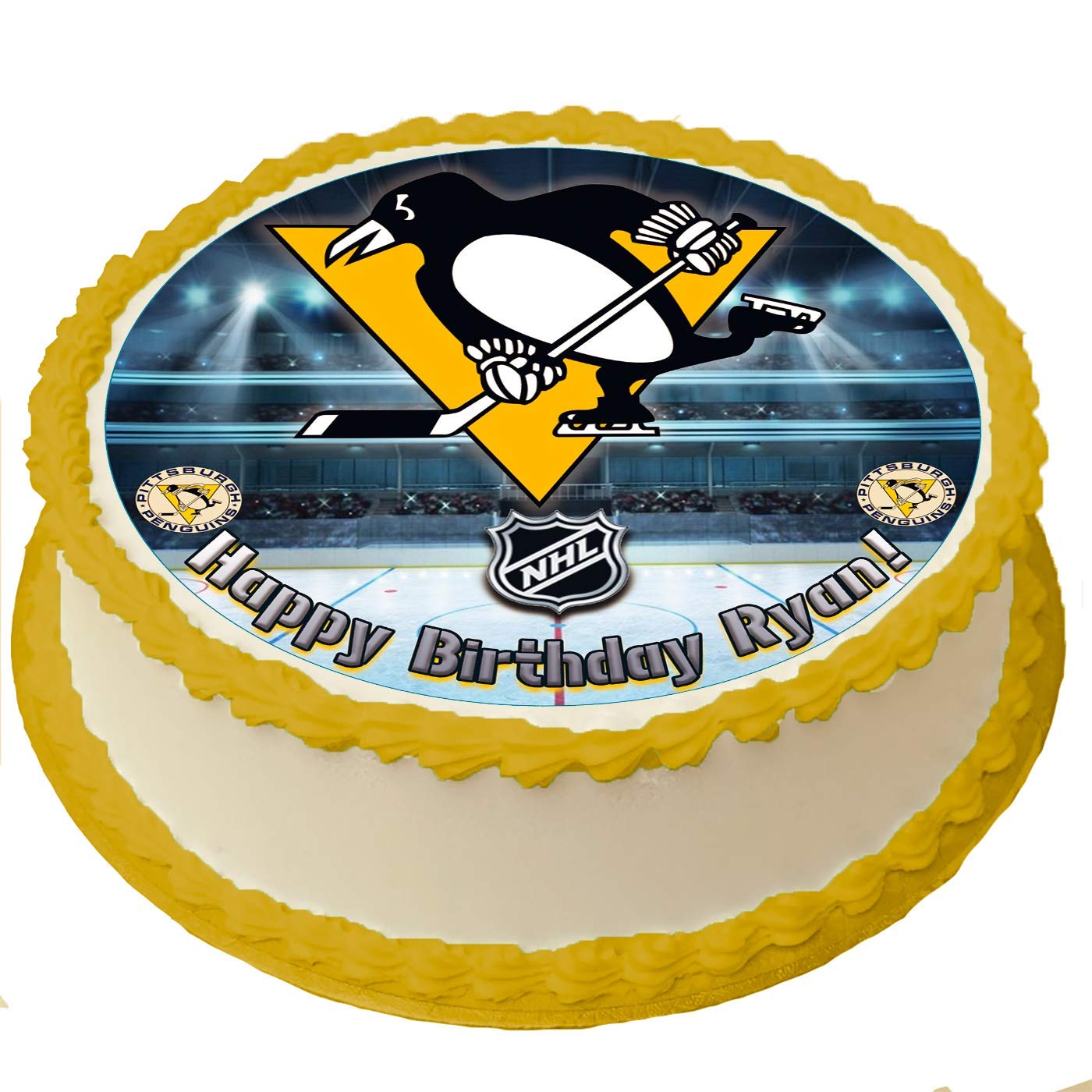 8 Inch Personalized Penguin Cake Topper for Birthday Parties - Round Sheet Cake Decorations for Kids, Baby Showers & Special Celebrations