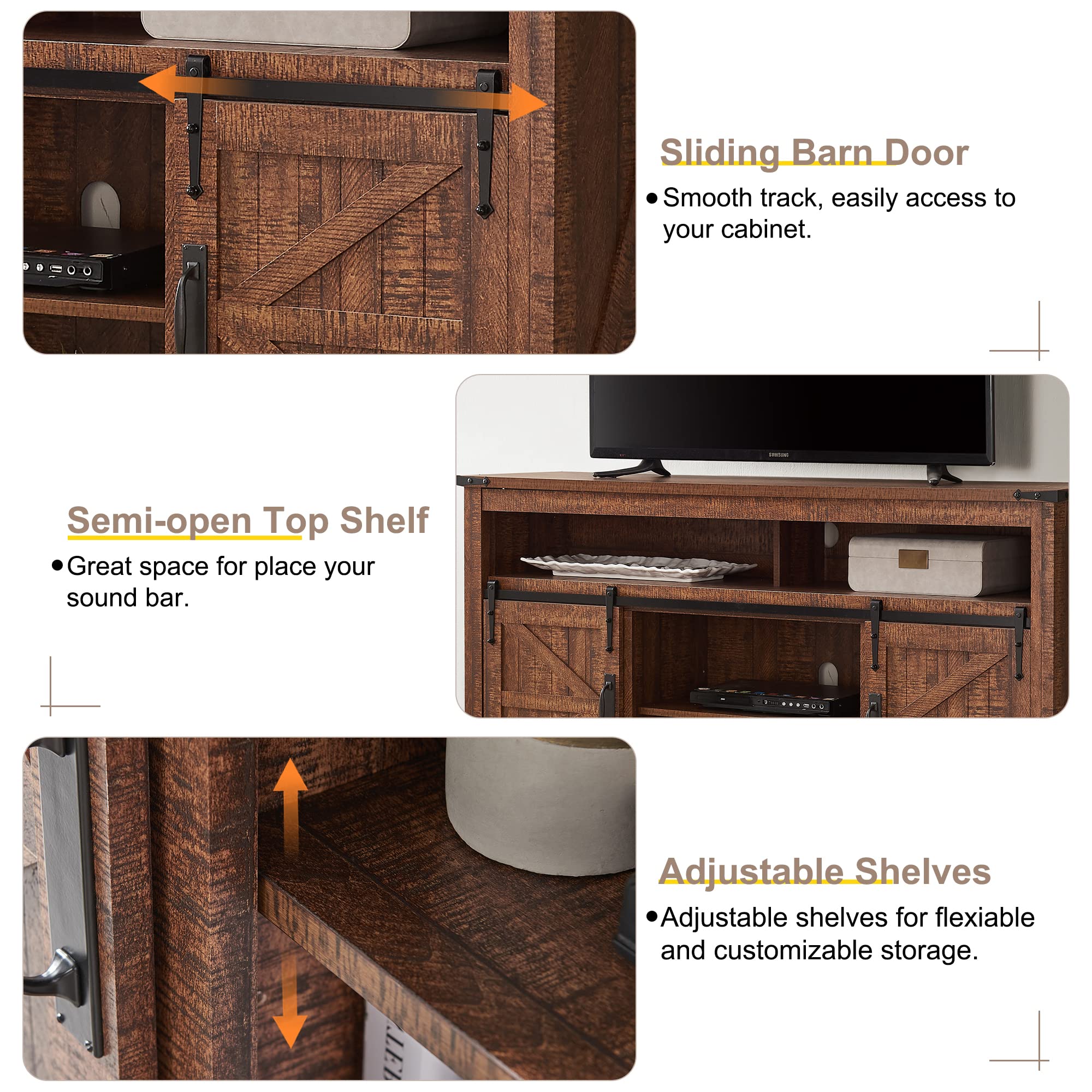 Farmhouse TV Stand for 65+ Inch TVs - 33