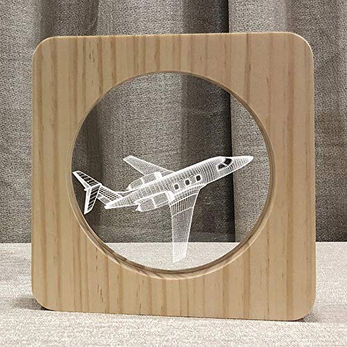 3D Wooden Aircraft LED Night Light - Creative Kids Room Decor, Table Lamp, Gift for Boys & Girls | Perfect for Bedrooms, Nurseries, and Study Areas