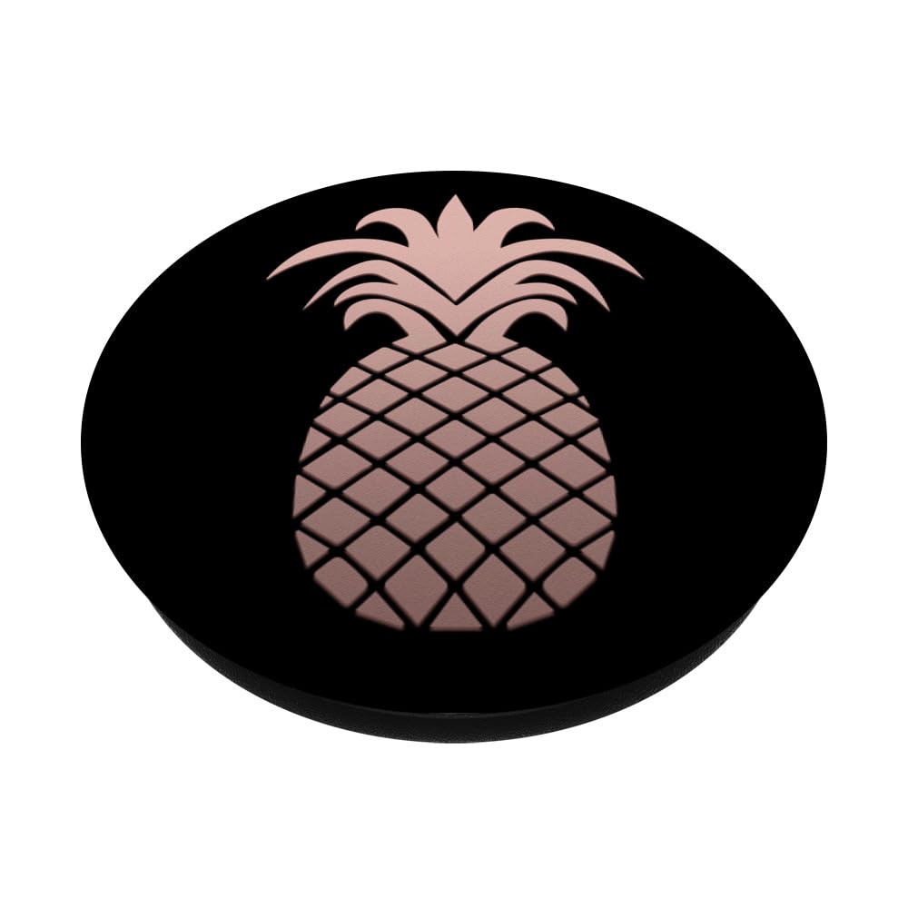Golden Rose Pink & Black Pineapple PopSockets PopGrip - Swappable Phone Grip Stand for iPhone, Samsung & Smartphones - Perfect for Selfies, Calls & Secure Holding