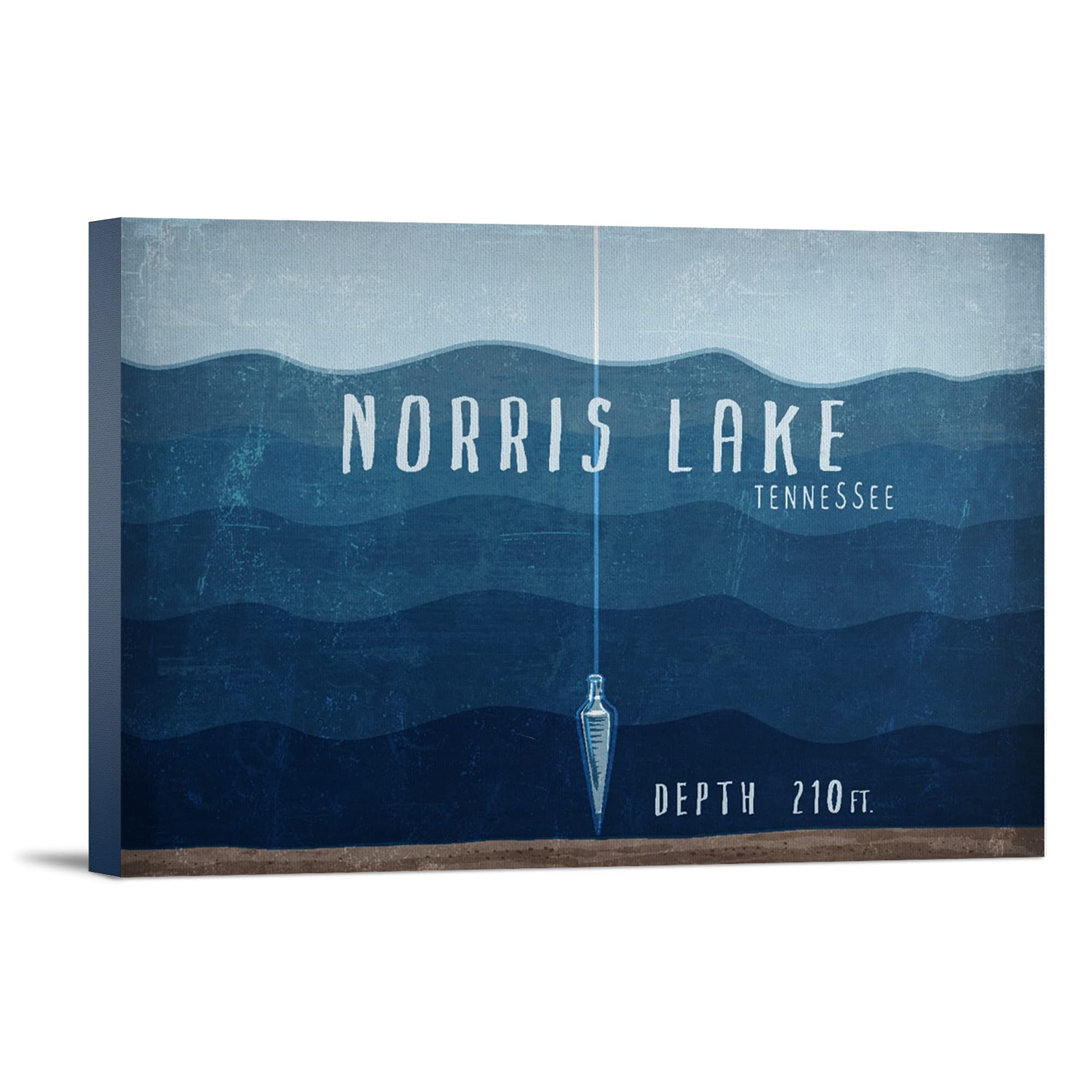 Norris Lake Tennessee Wall Art - 36x24 Gallery Wrapped Canvas Print of Lake Depth & Essentials - Perfect for Lake House Decor, Cabin Living Room, or Office Wall Decor