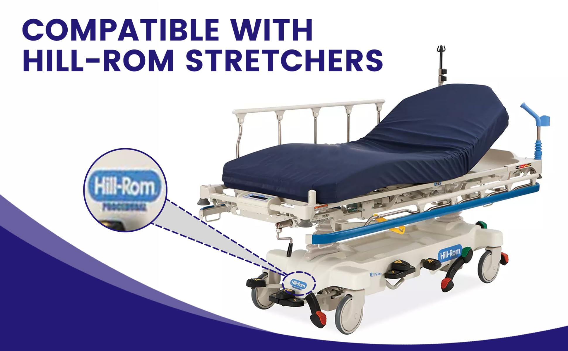 MFD782604 Stretcher/Gurney Mattress with Dartex 4-Way Stretch Pressure-Reducing Cover - Fits Hill-ROM Transtar Surgical Tables - Hospital, Clinic & Emergency Use for Patient Comfort & Pressure Relief