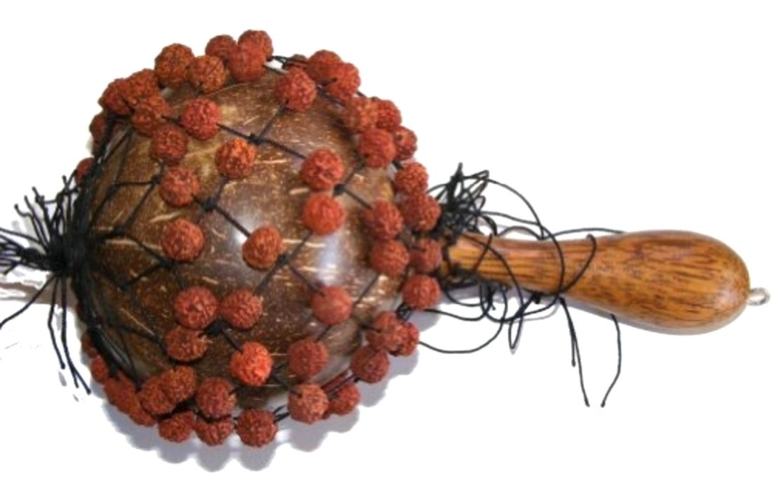 Premium Coconut Wood Maraca Shaker with Sacred Beads - Handcrafted Percussion Instrument for Authentic Latin Sound | Perfect for Music Class, Band Practice & Cultural Performances