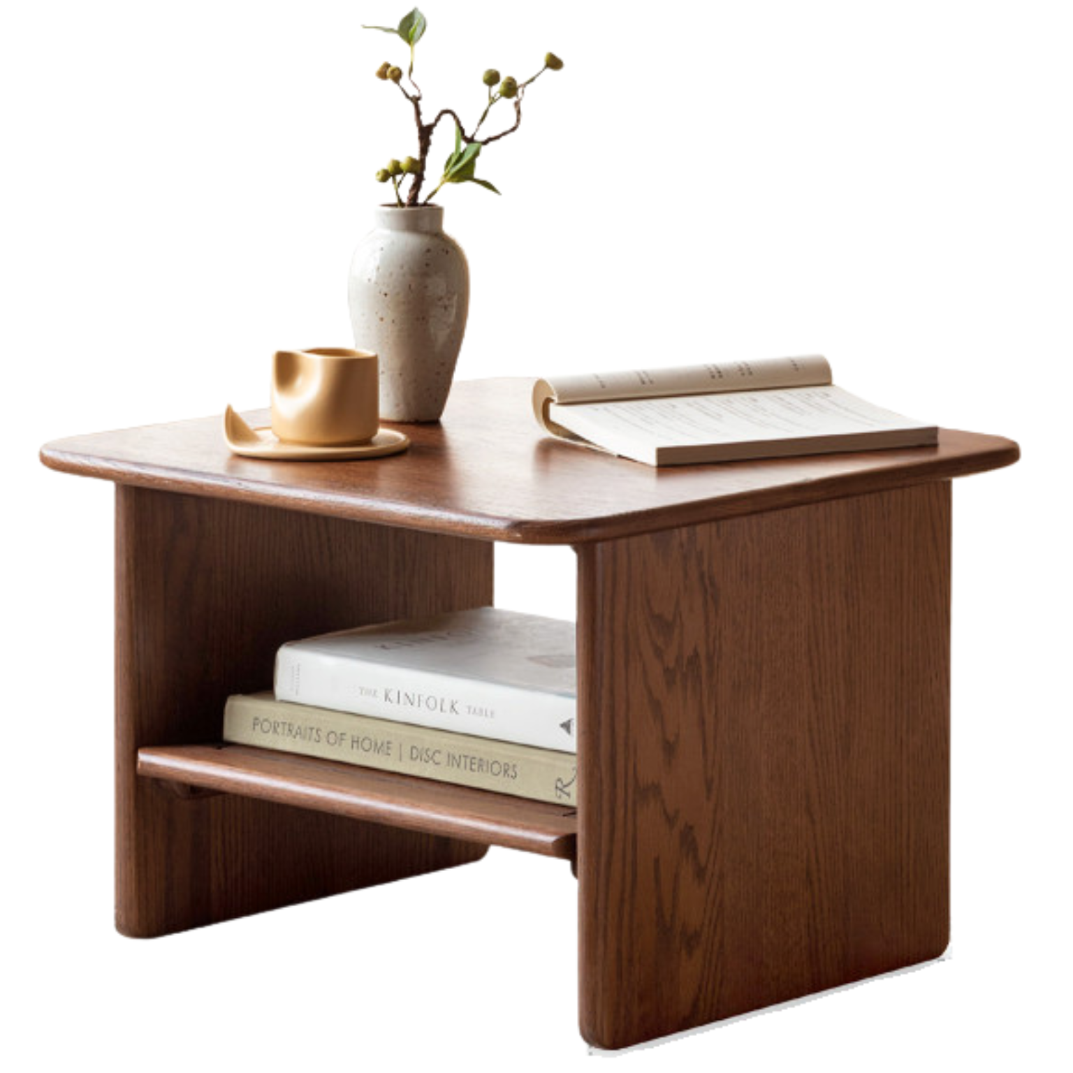 19.6x19.6x13.7 inch / 50x50x35 cm / walnut color / square table