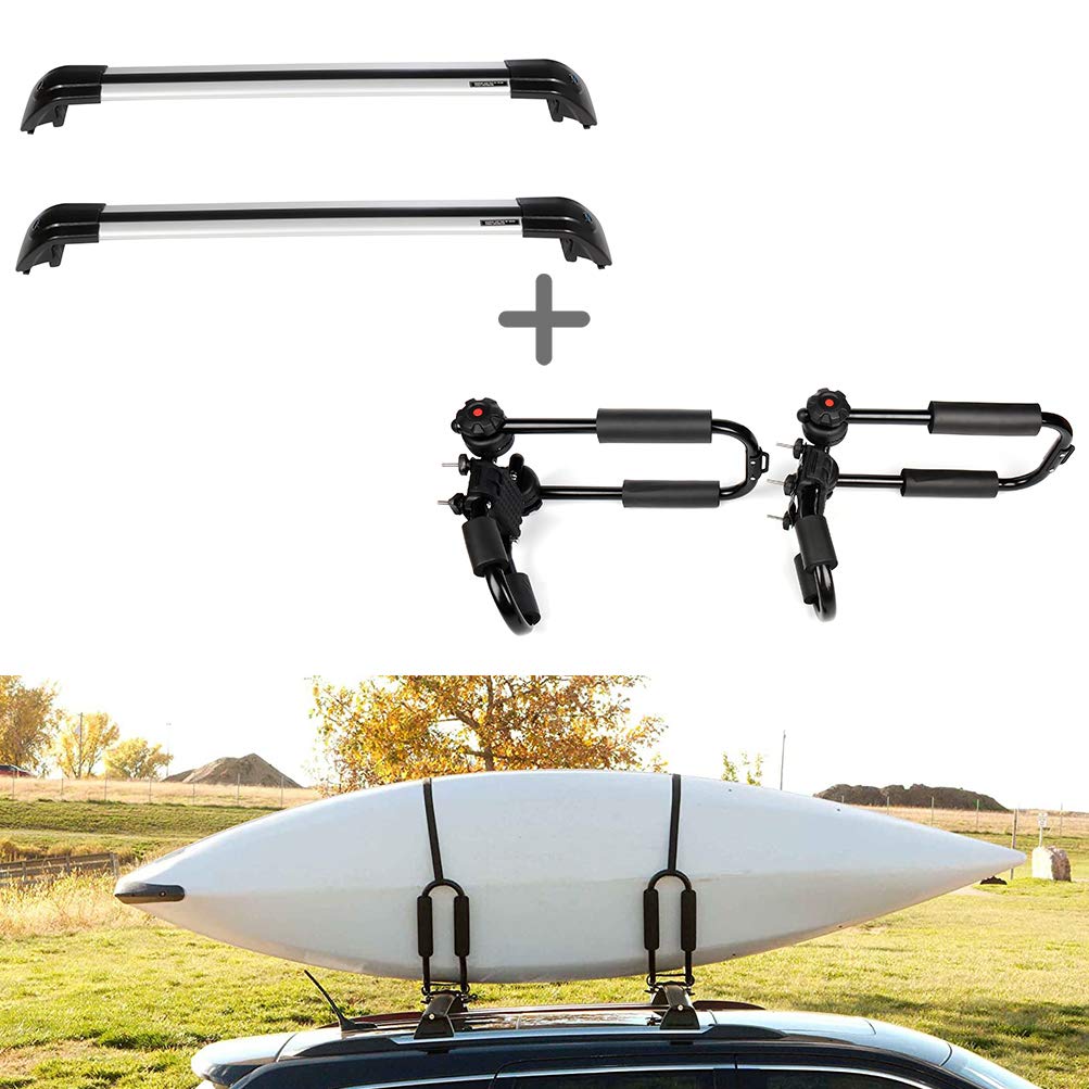 SCITOO Universal J-Bar Kayak Rack - Heavy Duty Roof Rack Cross Bars for Hyundai Santa Fe 2013-2017 - Perfect for Kayak, Canoe & SUP Transport - Outdoor Adventure Gear