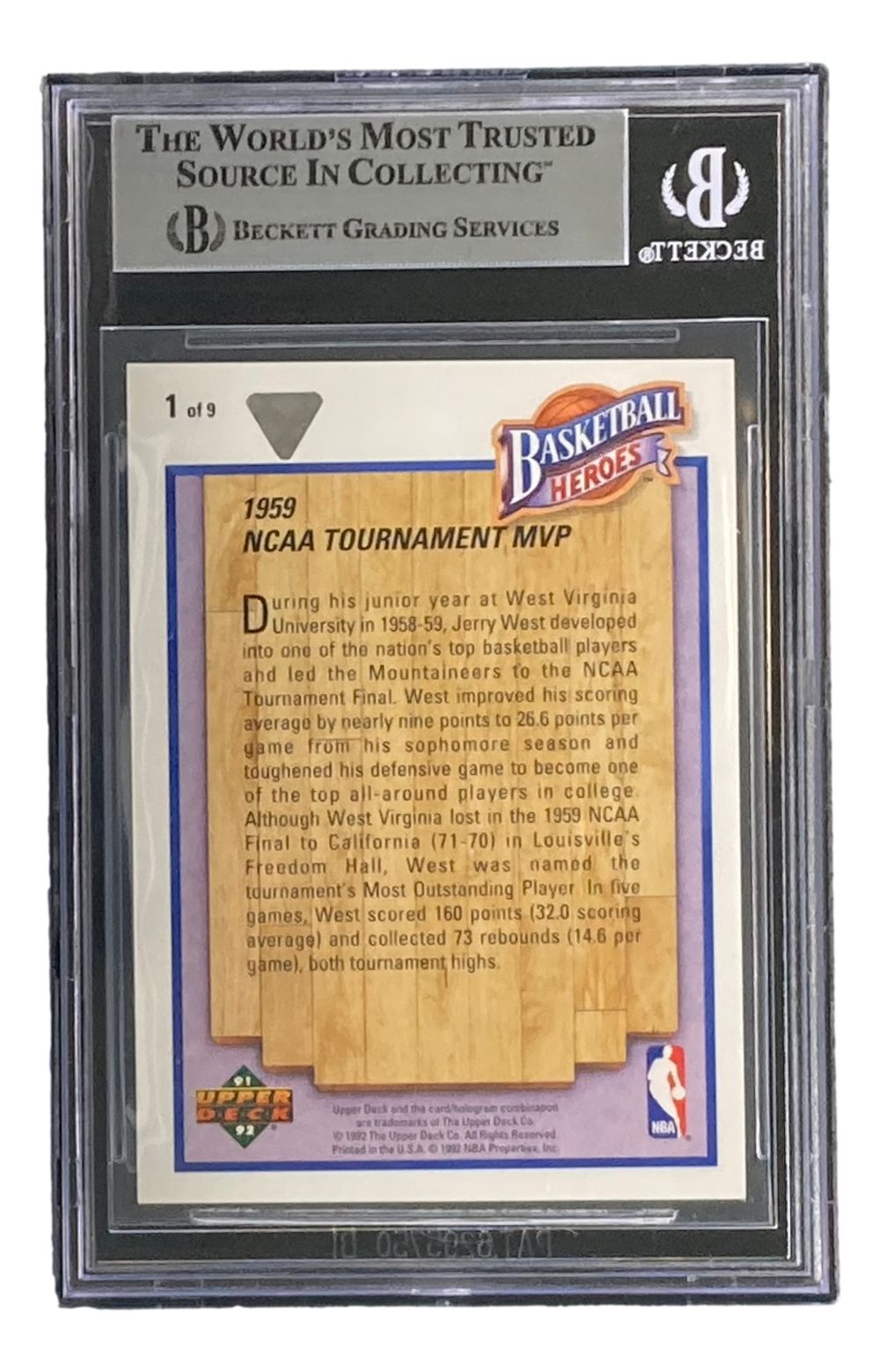 1991-92 Upper Deck Jerry West Heroes #1 Lakers Autographed Trading Card - Authentic Signed Memorabilia for NBA Fans & Collectors | Perfect for Display, Gifts, and Sports Memorabilia Collections