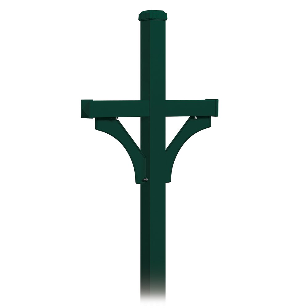 Salsbury Industries 4872GRN Deluxe 2-Sided Mailbox Post - Green In-Ground Mounted Mailbox Stand for Residential & Commercial Use | Perfect for Driveways, Streetside & Rural Mail Delivery