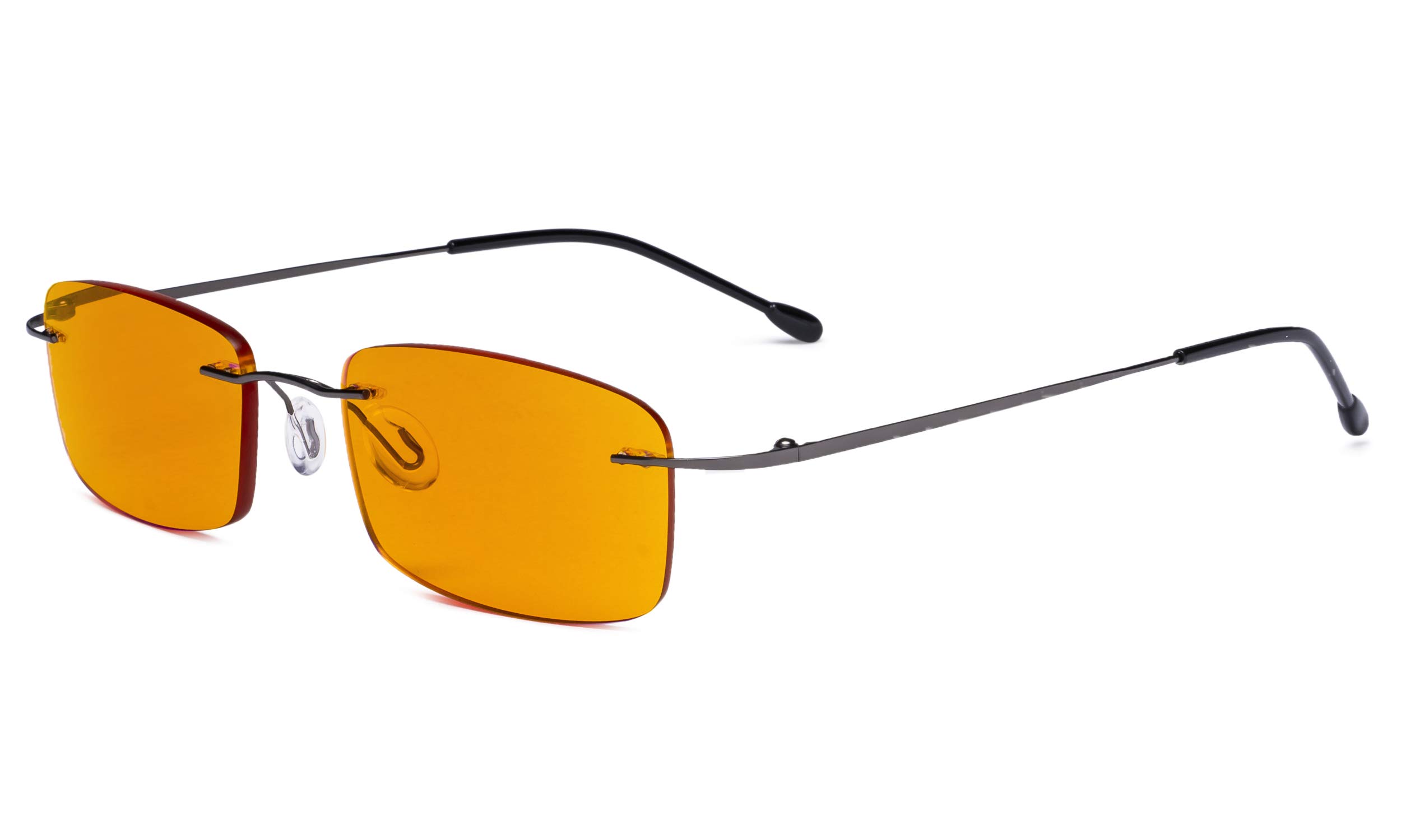 Eyekepper Blue Light Blocking Computer Glasses - Orange Tinted Anti Glare Reading Glasses with UV Protection for Men & Women (Gunmetal +2.00) - Perfect for Nighttime Use & Digital Screen Protection