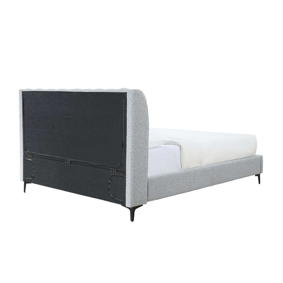 Georgia Boucle Queen Bed - Luxurious Upholstered Bed Frame with Soft Boucle Fabric for Master Bedroom Decor | Perfect for Modern, Scandinavian & Minimalist Bedroom Styles
