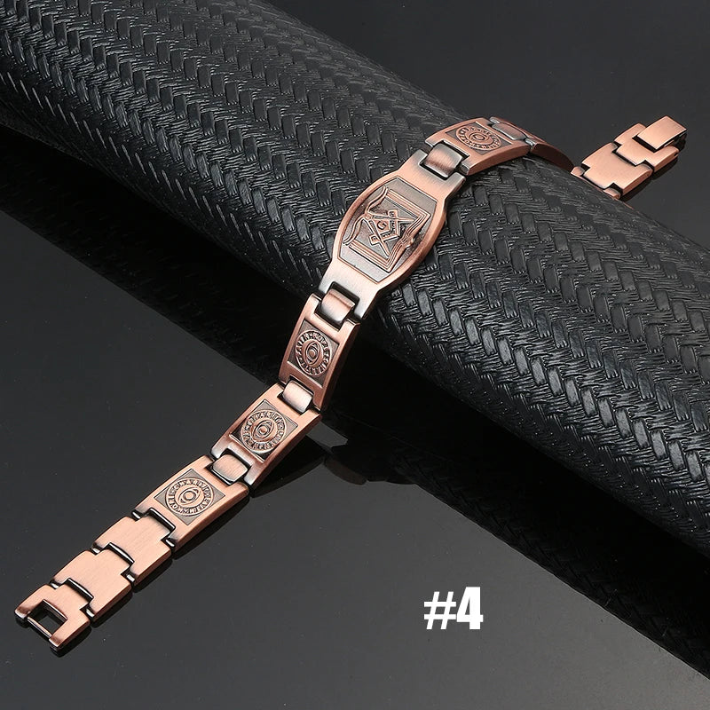 Men's Magnetic Health Bracelet - Pure Copper Energy Bracelet with Blood Pressure Magnets | Pain Relief & Improved Circulation | Perfect for Fitness, Work & Daily Wear