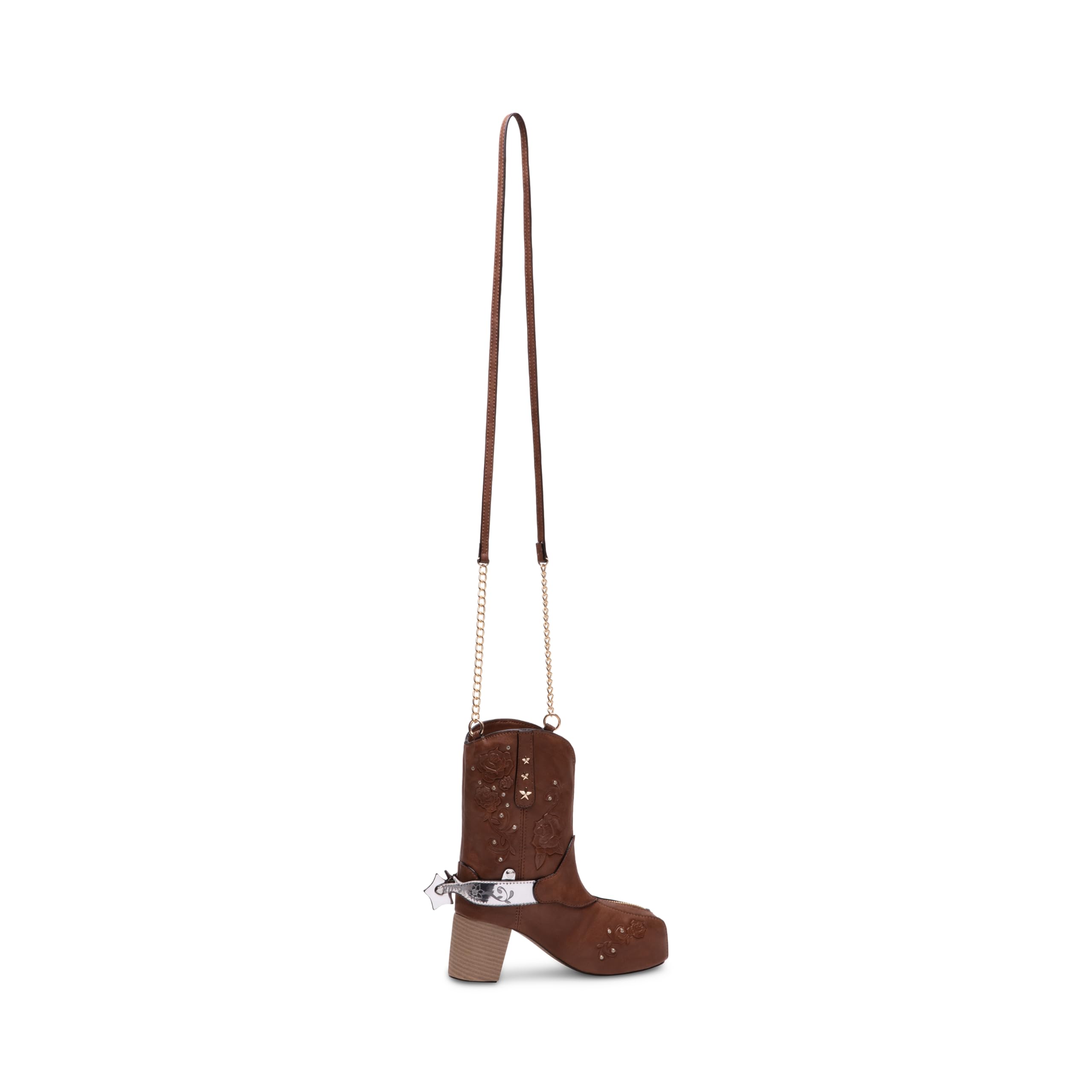 Betsey Johnson Giddyup Cowboy Crossbody Bag for Women - Stylish Brown Leather Purse with Adjustable Strap, Perfect for Casual Outings, Shopping & Western-Themed Events