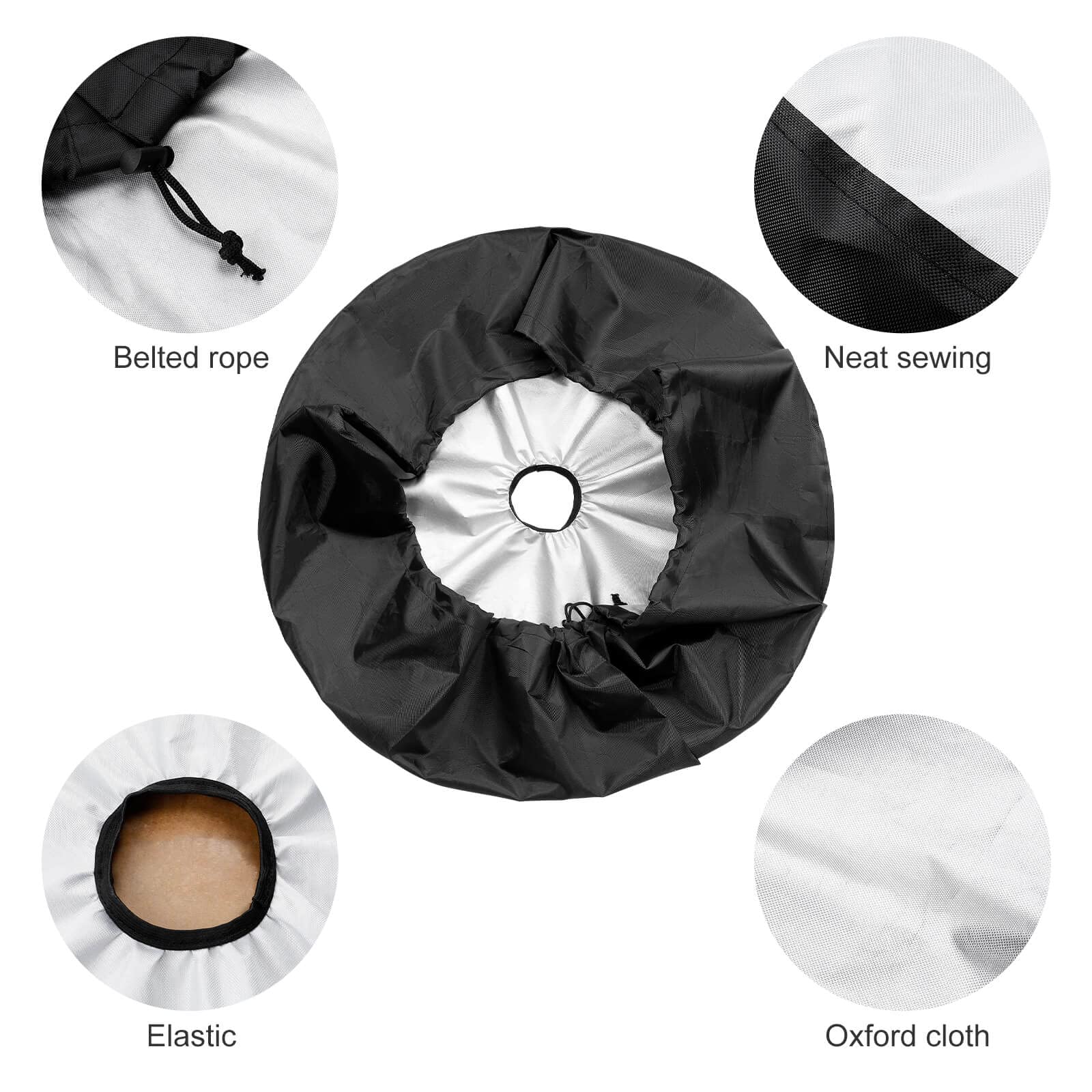 Cute White Cow Print Spare Tire Cover with Backup Camera Hole - Universal Fit for 17 Inch Wheels on Trailers, RVs, SUVs & More | Perfect for Outdoor Adventures & Road Trips