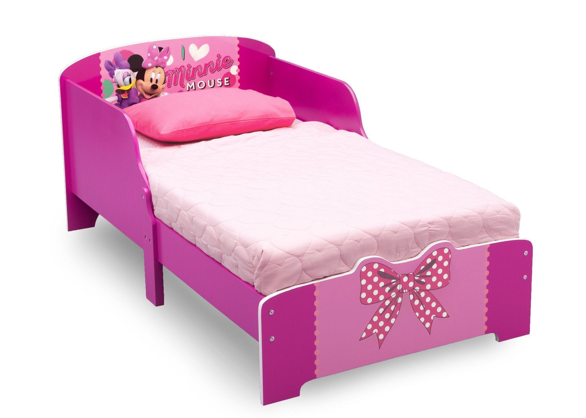 Minnie Mouse Wood Toddler Bed for Girls - Disney Princess Themed Kids Furniture - Perfect for Nursery, Bedroom & Daycare Decor