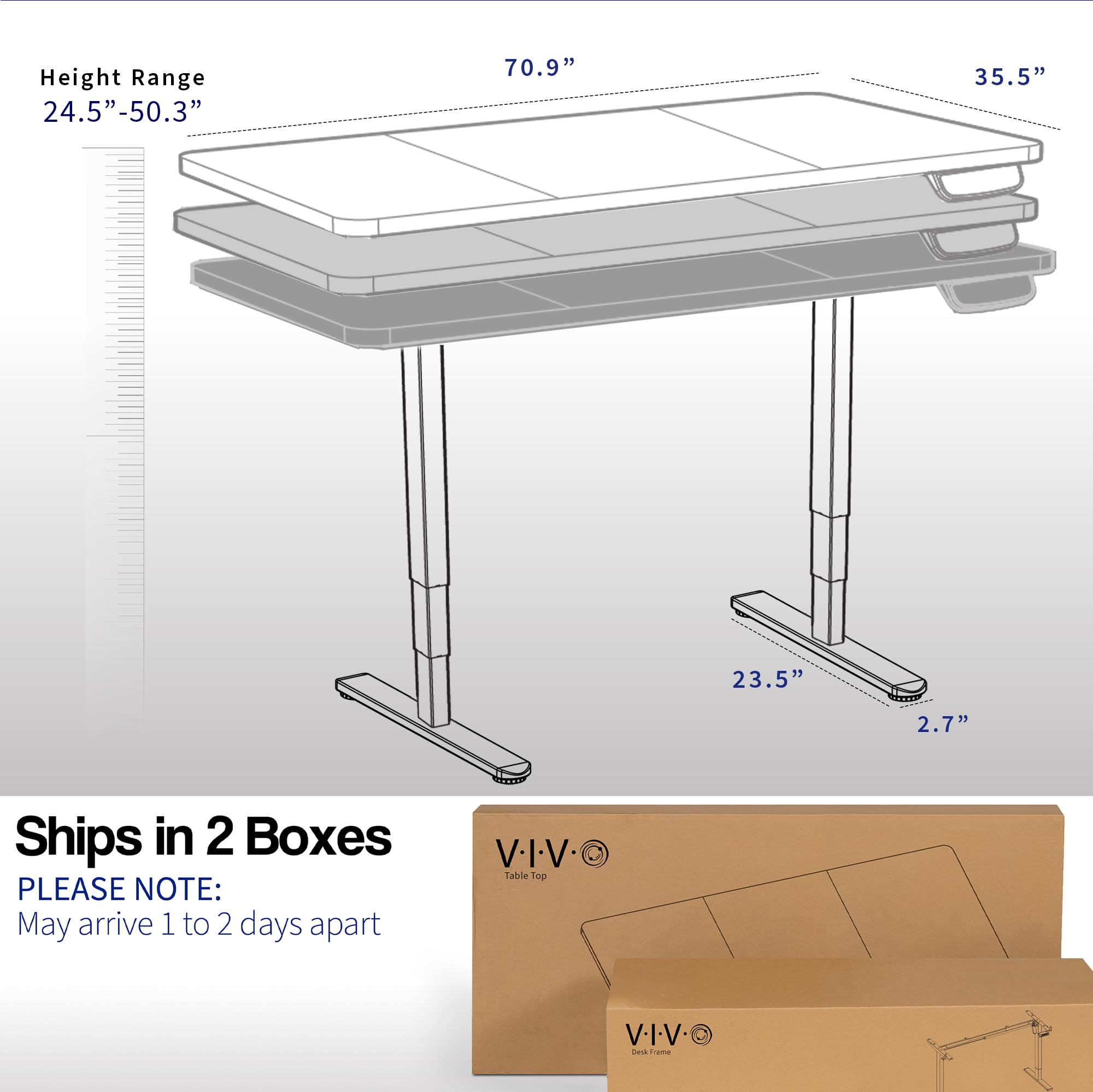 VIVO Electric 71 x 36 Inch Adjustable Height Standing Desk with Dual Motor & Memory Controller, Light Wood Top & Black Frame (DESK-KIT-2B7C-36) - Perfect for Home Office, Gaming Setup, and Workspace Ergonomics