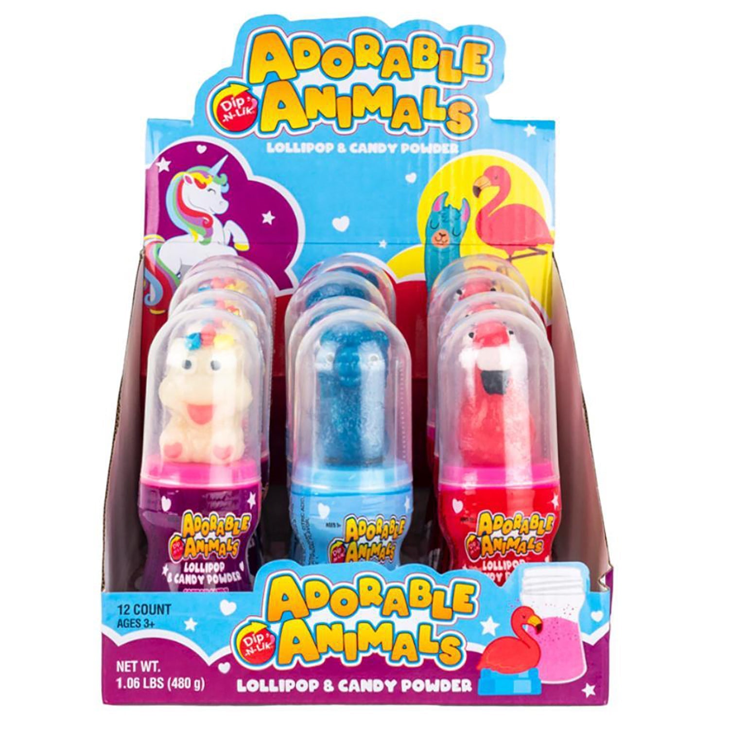Koko's Adorable Animal Dip N Lik | 12ct Fun Candy Box for Kids Birthday Parties & Classroom Treats