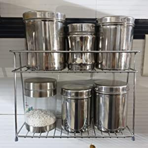 CR18 COLLECTION 2-Tier Stainless Steel Kitchen Organizer - Countertop Space Saving Shelf for Utensils, Dishes & Plates | Perfect for Small Kitchens & Pantry Organization