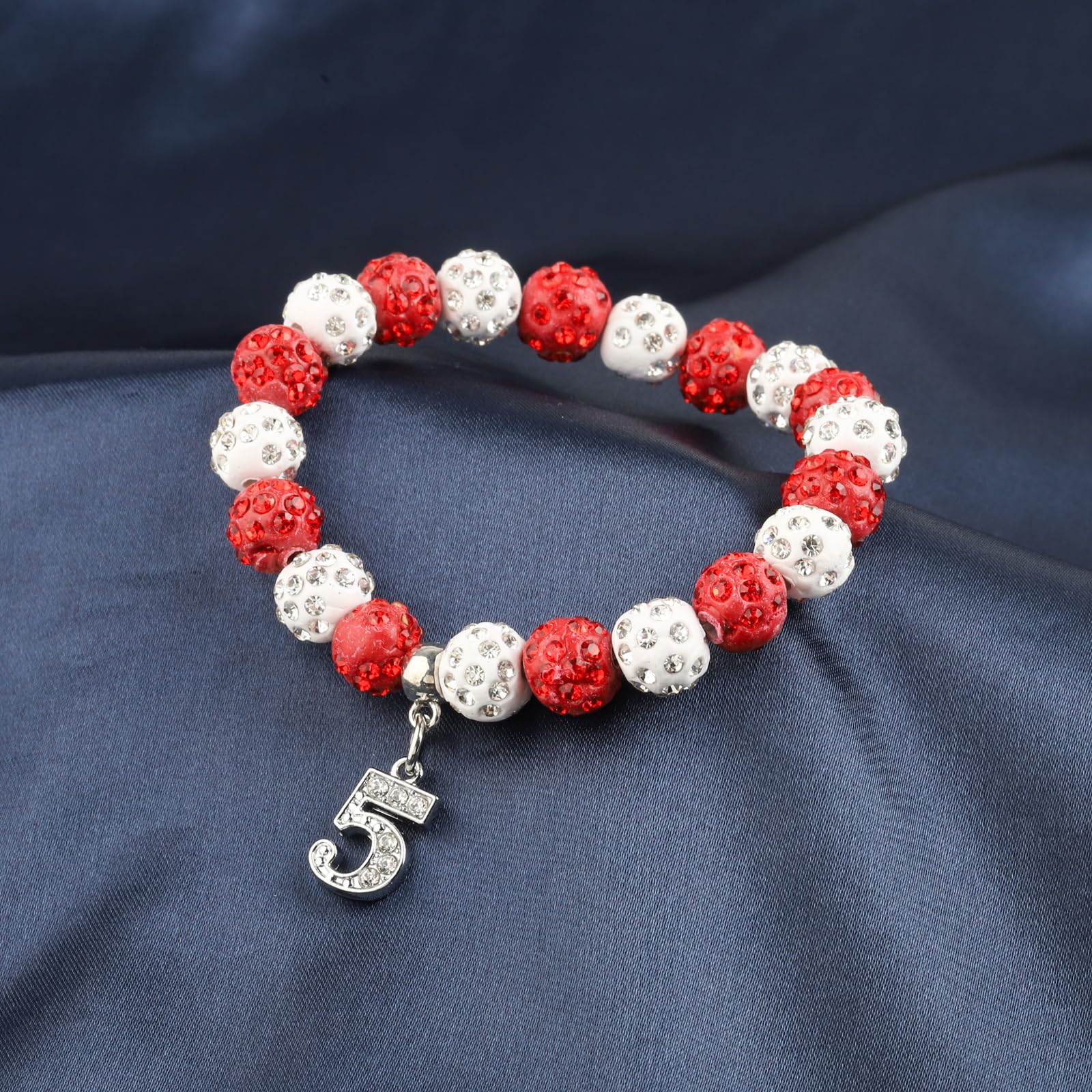 POTIY Red Sorority Gift Beaded Bracelet with Rhinestone Numbers - Graduation Gift for Women, Sisters, Best Friends | Perfect for Sorority Events, Graduation Parties & Sisterhood Celebrations
