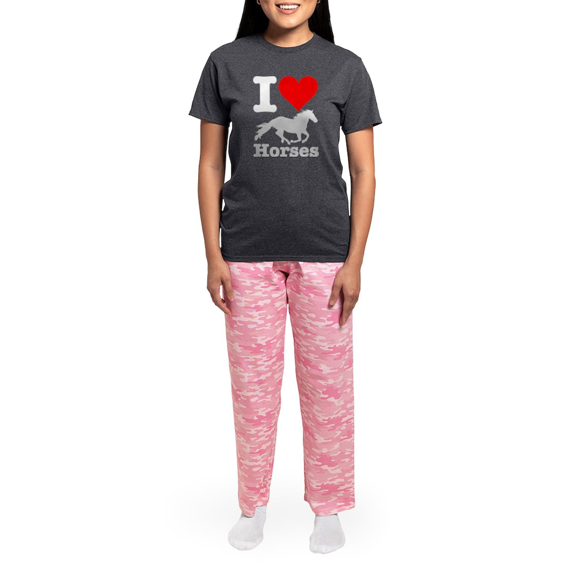 CafePress I Heart Horses Women's Charcoal Pajama Set - Cozy Sleepwear for Horse Lovers, Perfect for Lounging & Sleepovers