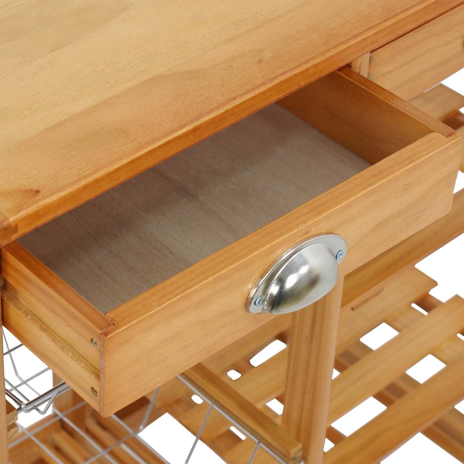 Sturdy Rolling Wood Kitchen Island Cart with Storage Drawers - Mobile Kitchen Trolley for Dining Prep, Pantry Organization & Small Space Living