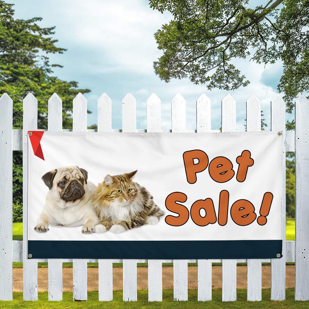 Durable 48x96 Inch Vinyl Banner with 8 Grommets - Weatherproof Outdoor Advertising Sign for Business, Pet Sales & Yard Events - Heavy-Duty Industrial Printing (Multiple Sizes Available) - Perfect for Storefronts, Trade Shows & Outdoor Promotions