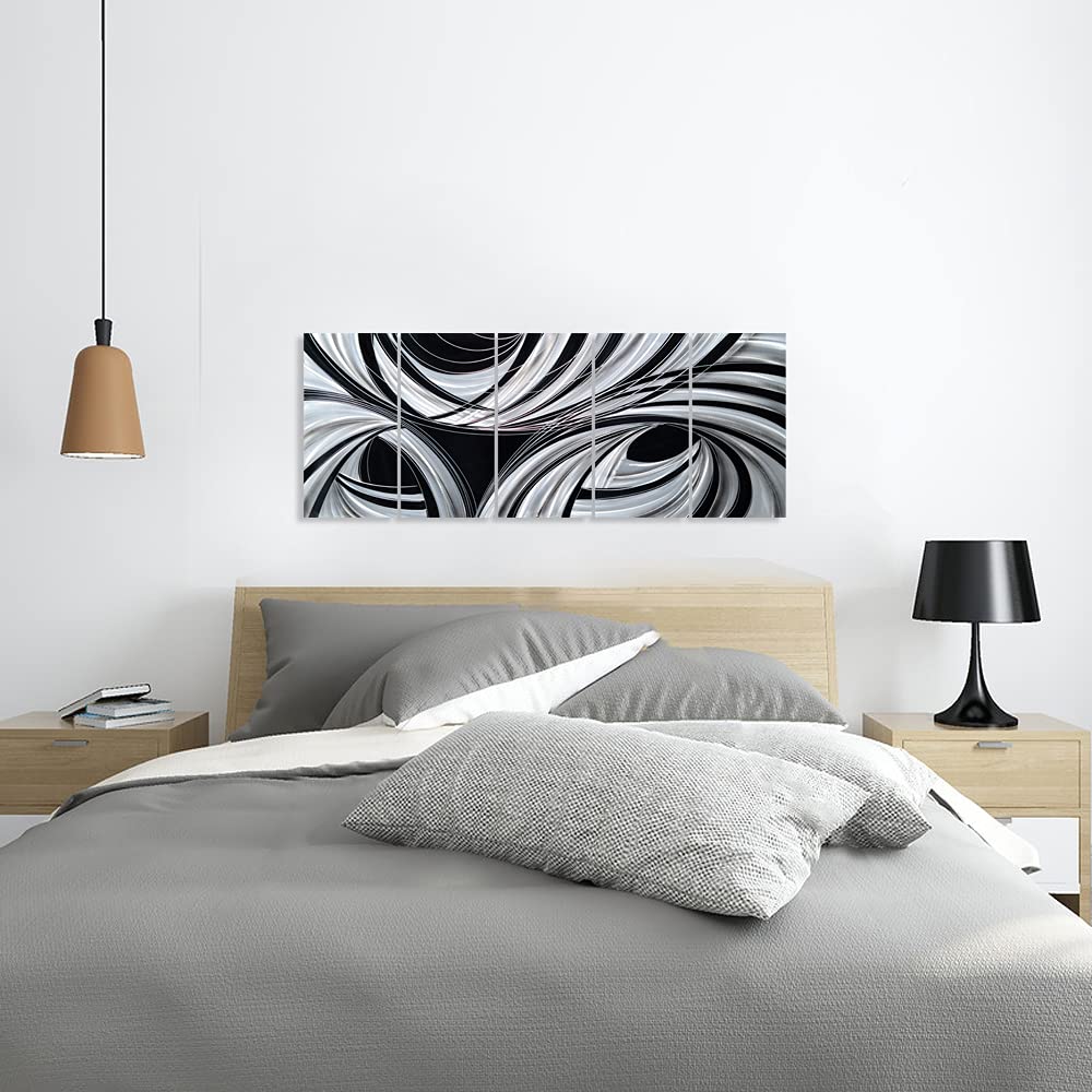 Handcrafted Abstract Black and White Metal Wall Art - Modern Aluminum Sculpture for Living Room, Bedroom & Dining Room Decor | Contemporary Home Accent for Office & Gallery Spaces