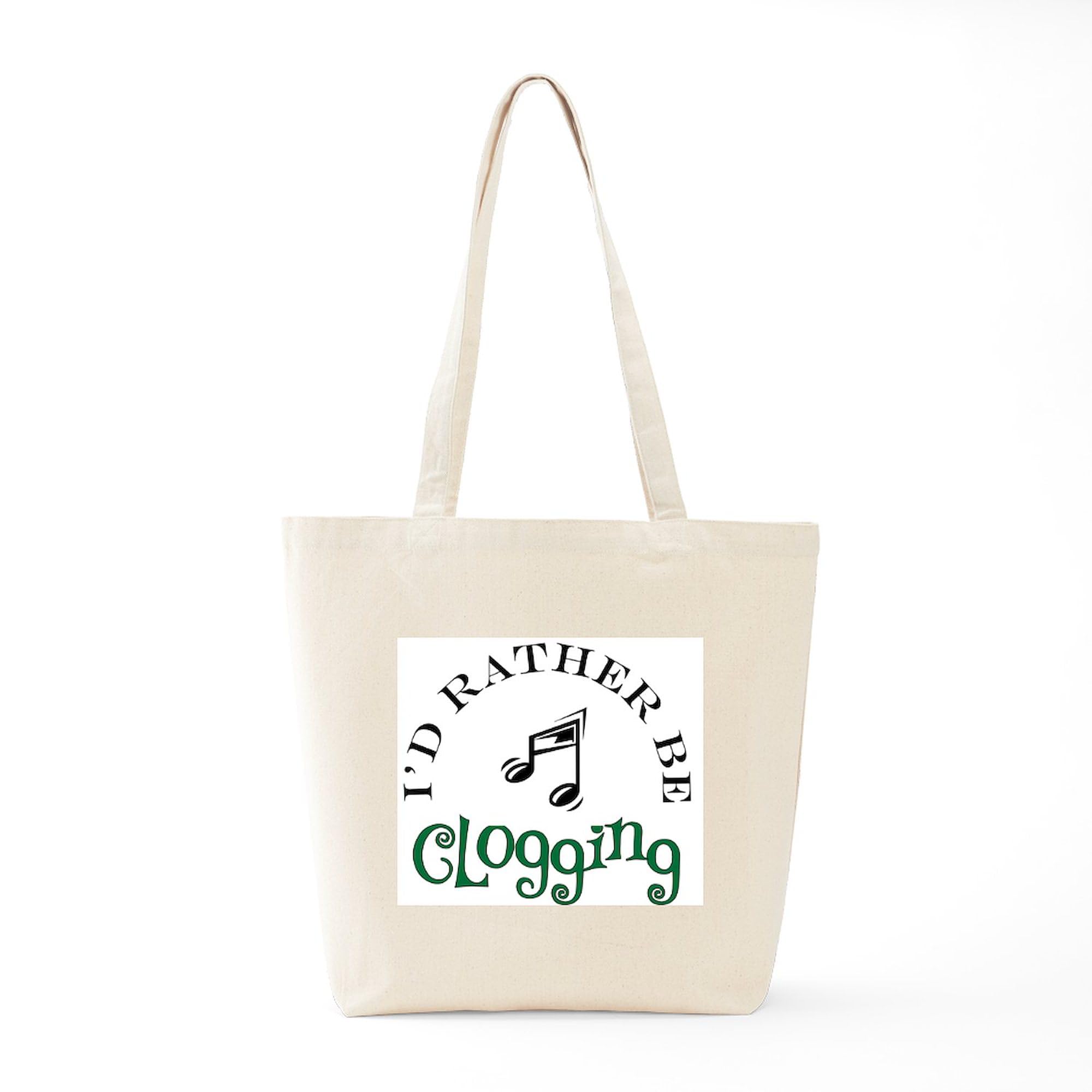 CafePress 'I'd Rather Be Clogging' Natural Canvas Reusable Shopping Tote Bag - Eco-Friendly Grocery & Beach Tote for Women