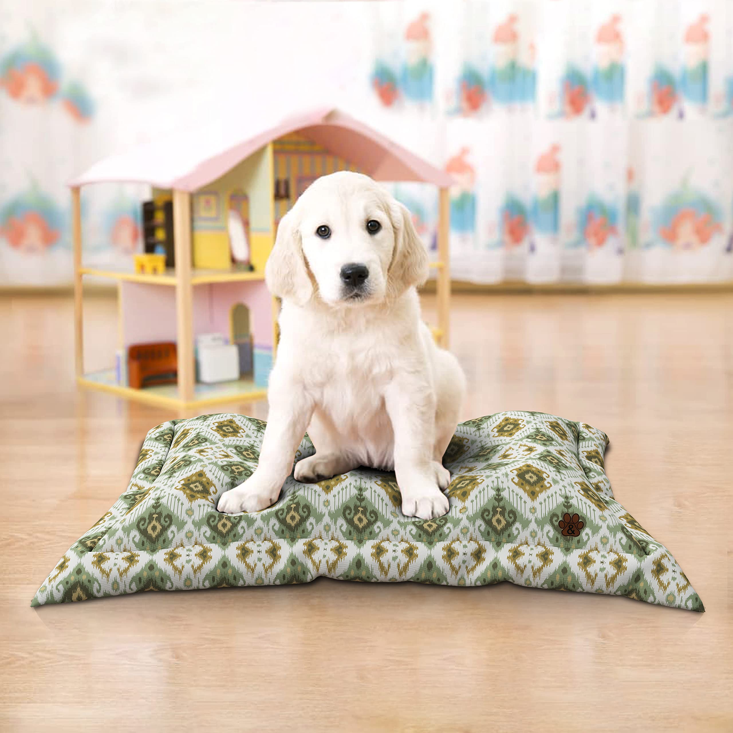 Premium Non-Slip Dog Bed Mat for Large, Medium & Small Dogs - Washable Pet Mattress with Anti-Skid Bottom (Pattern 12, Large Size) - Perfect for Crates, Floors & Car Rides