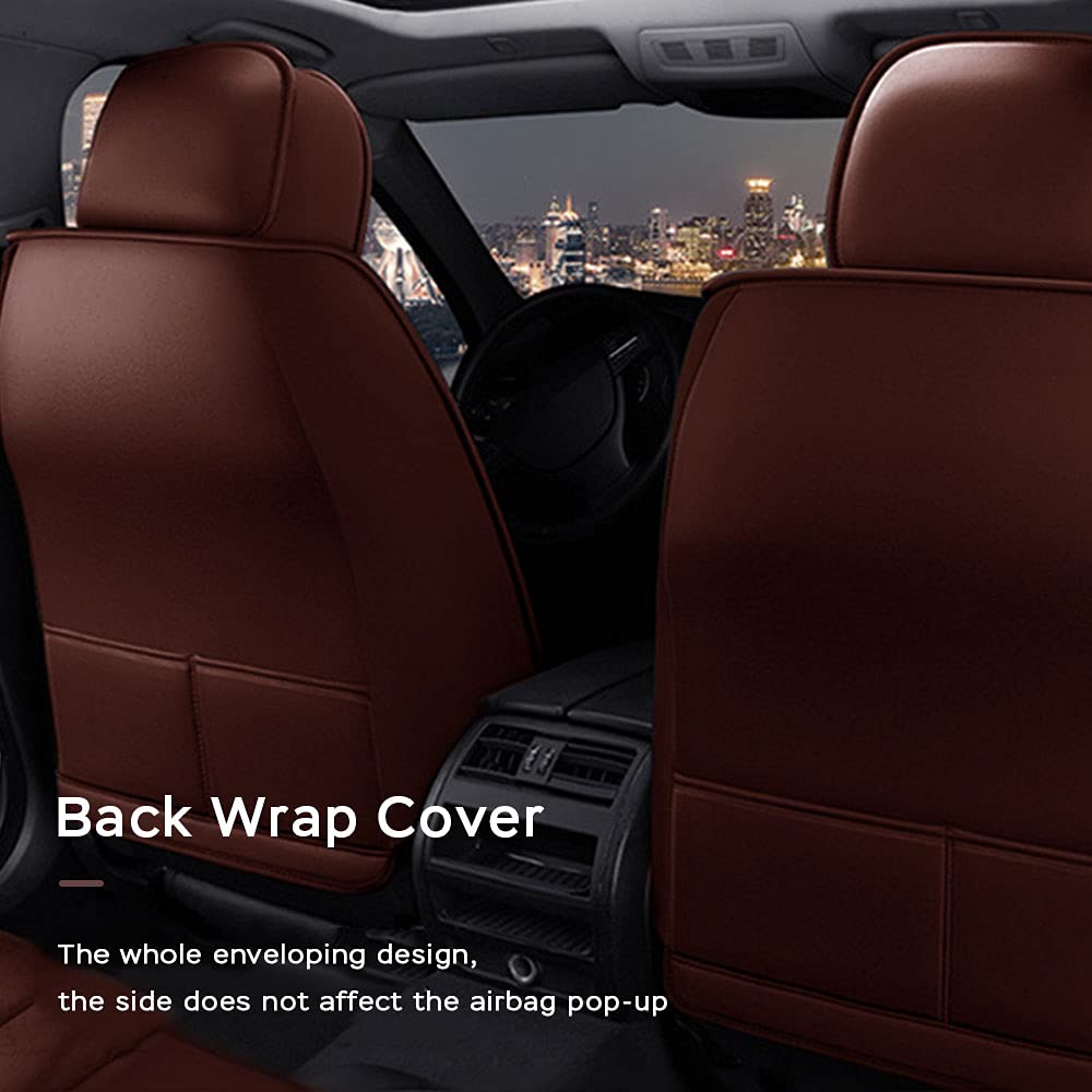 Luxury PU Leather Front & Rear Seat Covers for Nissan Titan 2004-2018 - Comfortable, Durable & Wear-Resistant Brown Car Seat Protectors - Perfect for Daily Commuting, Road Trips & Truck Interior Protection