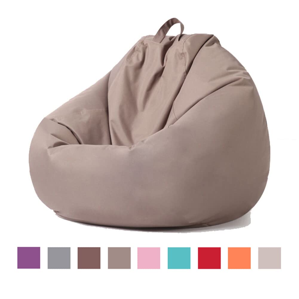 Premium PVC Bean Bag Cover - Waterproof Outdoor Lazy Lounger, Plush Toy & Clothes Storage Organizer for Adults & Kids (No Filling Included) - Brown 90x110cm - Perfect for Living Rooms, Dorms, and Outdoor Patios