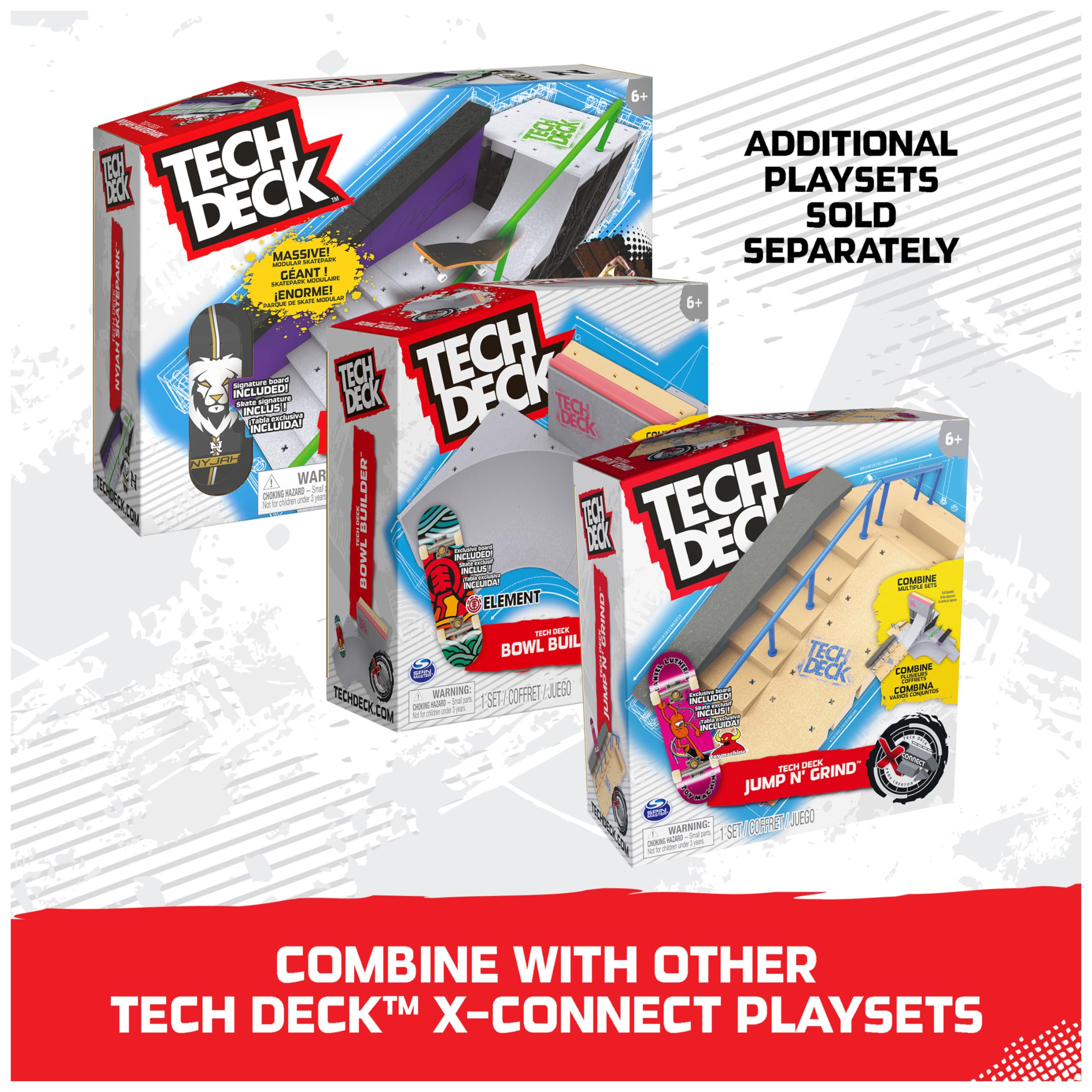 Tech Deck Jump N’ Grind X-Connect Park Creator - Customizable Buildable Skateboard Ramp Set with Exclusive Fingerboard - Perfect Kids Toy for Ages 6+ - Great for Indoor Play, Birthday Gifts & Skateboard Enthusiasts