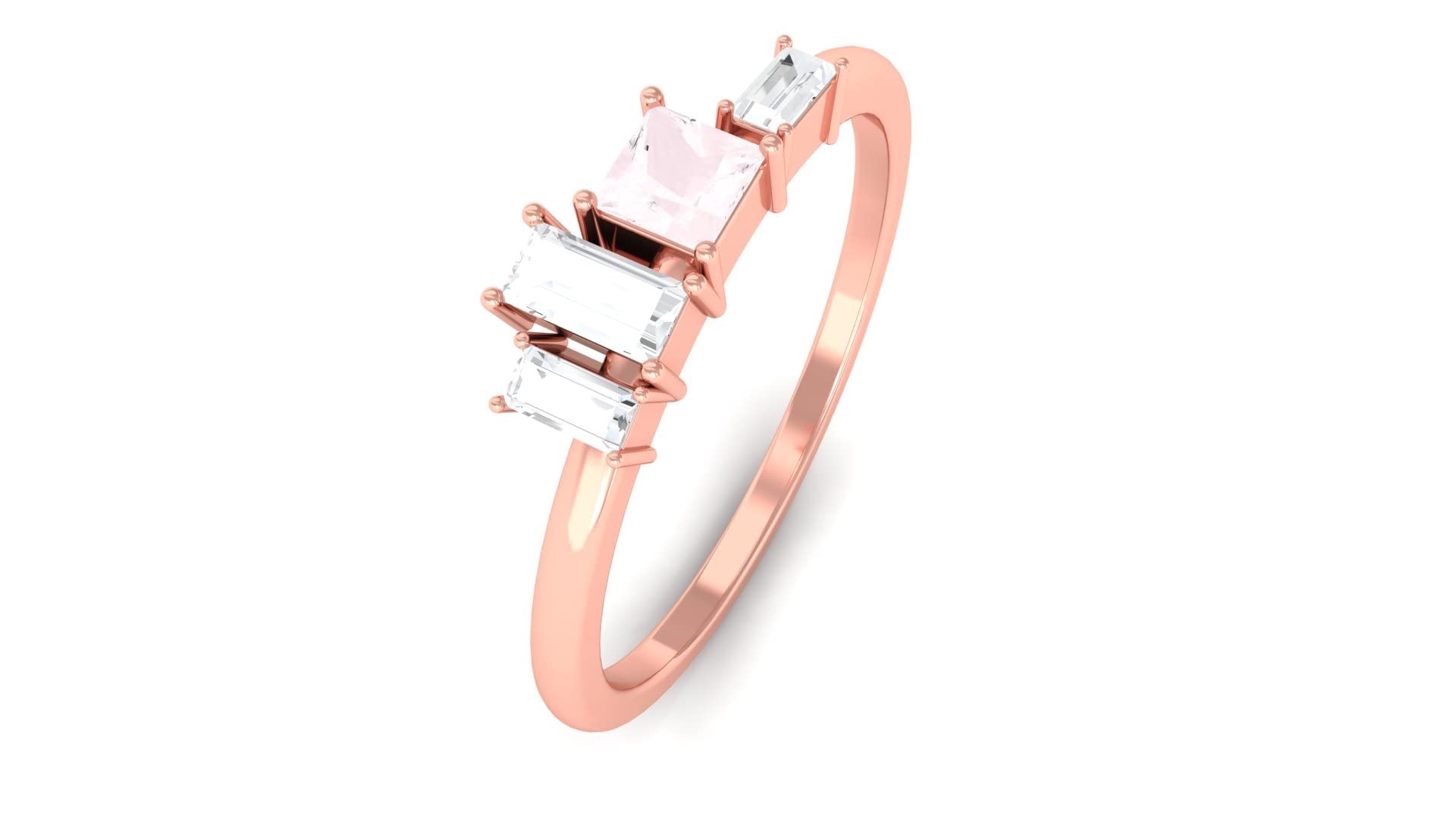 1/4 CT Natural Rose Quartz & Diamond Ring for Women - 14K Solid Gold Minimalist Pink Rose Quartz Ring - Perfect for Engagement, Wedding, Anniversary & Everyday Elegance