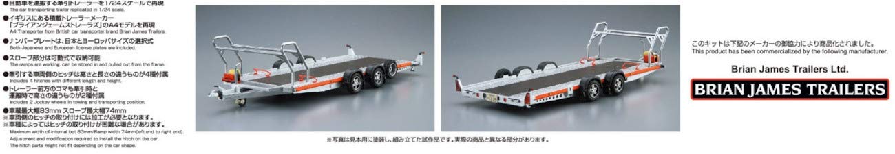 Aoshima Brian James Trailers A4 Transporter 1:24 Scale Diecast Model Car Kit - Perfect for Collectors, Hobbyists & DIY Enthusiasts
