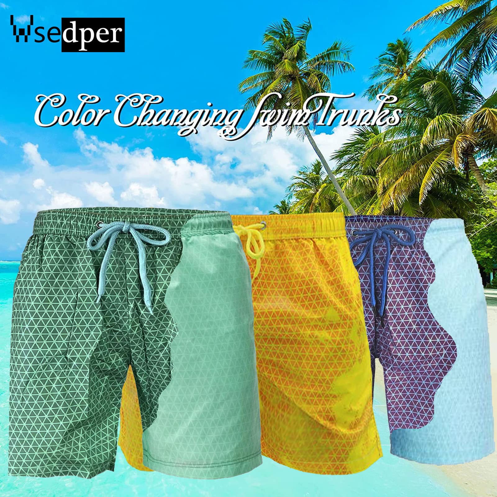 Color Changing Swim Trunks for Men & Boys - Quick Dry Beach Shorts with UV Protection | Perfect for Pool, Beach, and Summer Water Activities