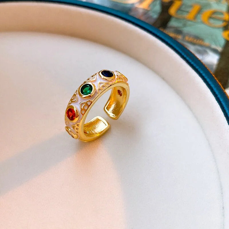 Evil Eye Bohemian Enamel Thumb Ring for Women | Turkish Nazar Boncuk Protection Jewelry | Handmade Silver Plated Statement Ring for Good Luck, Spiritual Protection & Fashion Accessories | Perfect for Boho Chic, Festival & Everyday Wear