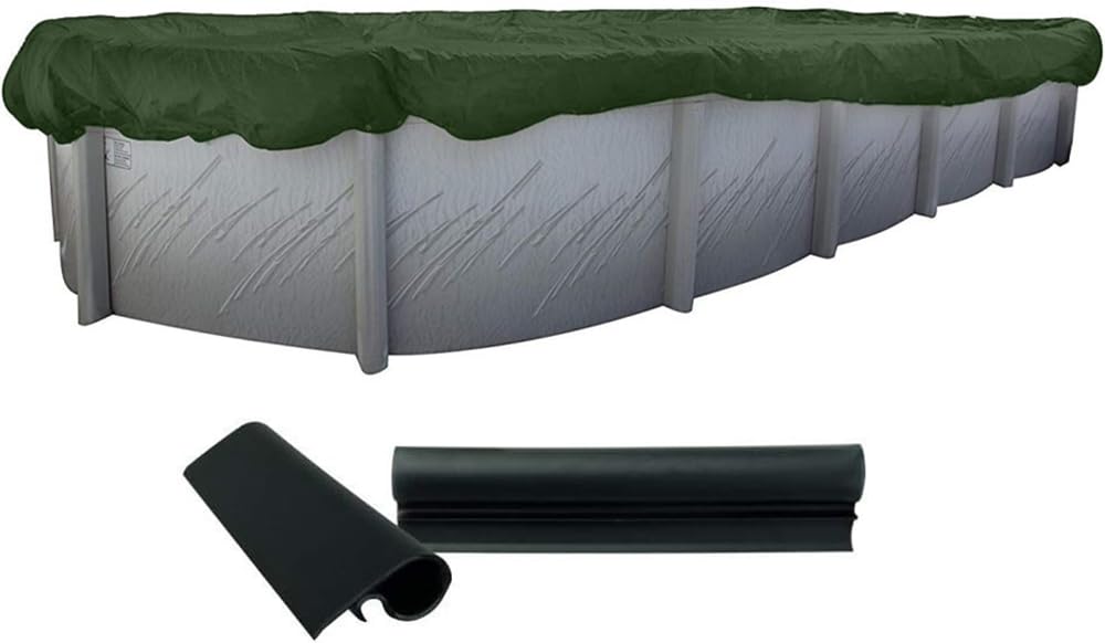 Buffalo Blizzard Supreme Winter Cover for 16x32 ft Oval Above Ground Pools | Heavy Duty Reversible Green/Black | 4 ft Extra Material with Wind Guard Clips | Perfect for Winter Protection & Snow Load Resistance in Cold Climates