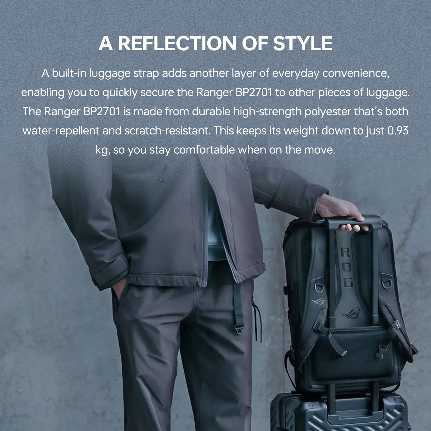 ASUS ROG RANGER BP2701 17.3 Inch Gaming Laptop Backpack with Luggage Strap - Water Resistant Travel Backpack for Gamers & Professionals - Perfect for School, Work, Travel & Esports Events
