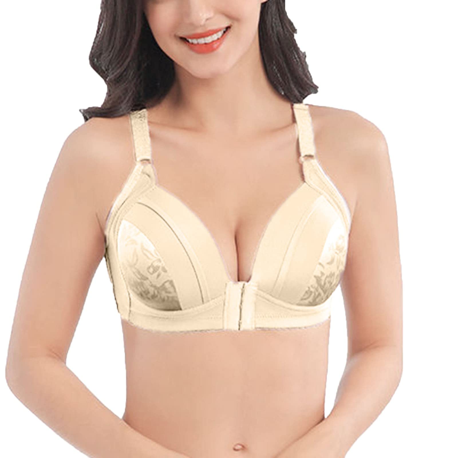 Wireless Minimizer Push Up Bras for Women - Front Closure Bralette, Full Coverage Comfort Plus Size Bra for Everyday Wear & Special Occasions