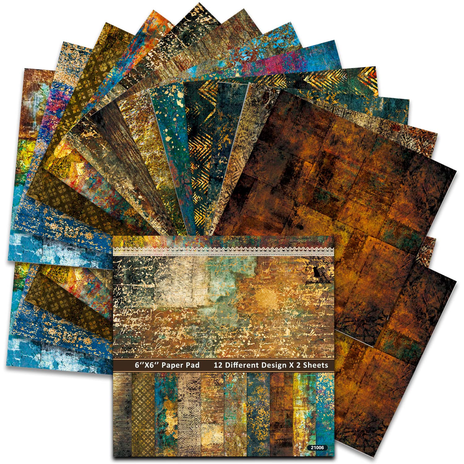 BLEDS 160gsm Vintage Scrapbook Paper Pad - 24 Sheets 6x6 Single-Sided Cardstock for Junk Journal, Card Making, Decorative Backgrounds, Art Albums, DIY Crafts & Scrapbooking Projects (21006)