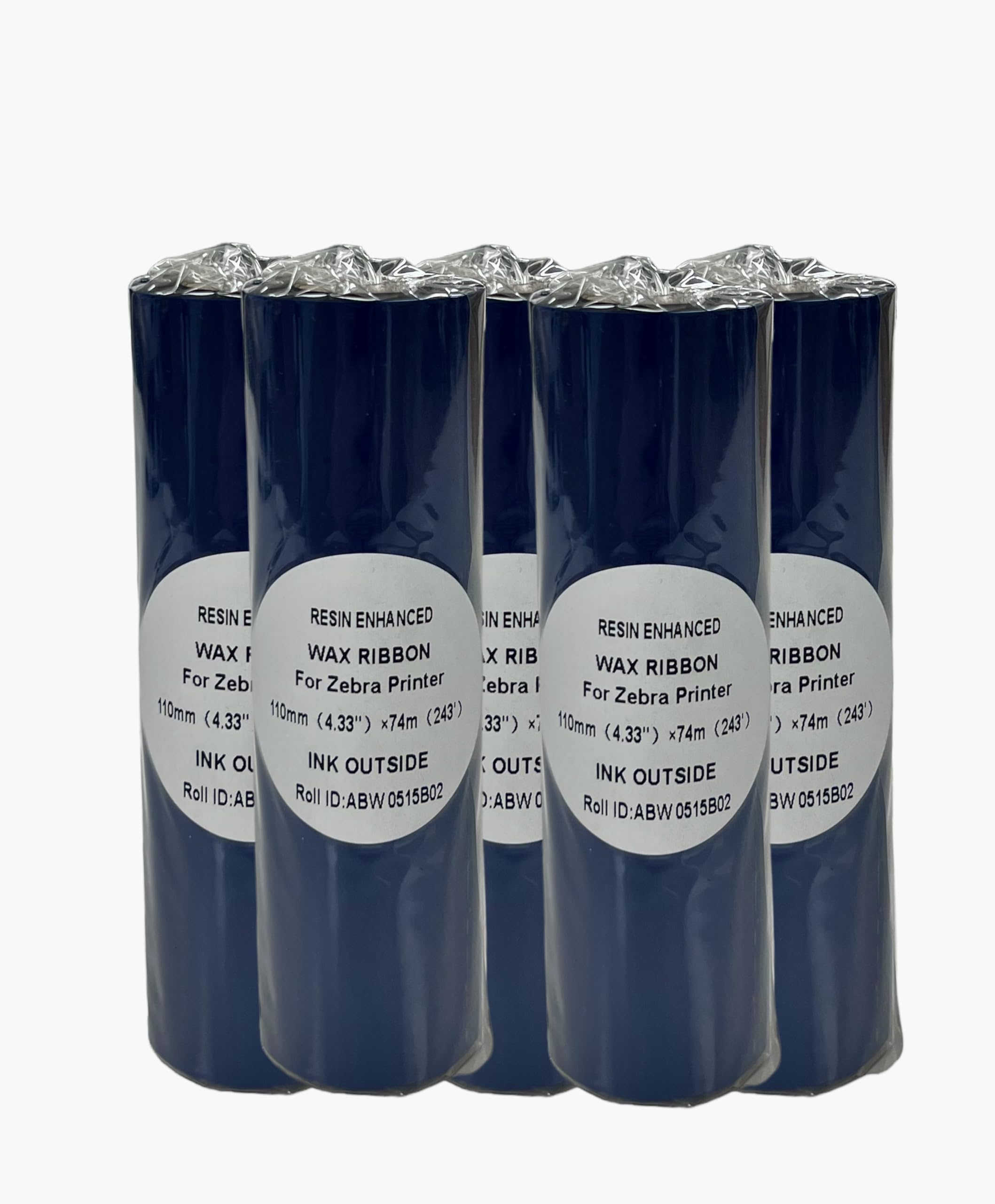 Bulk Black Thermal Transfer Printer Ribbon Rolls – Standard Resin-Enhanced Wax (4.33