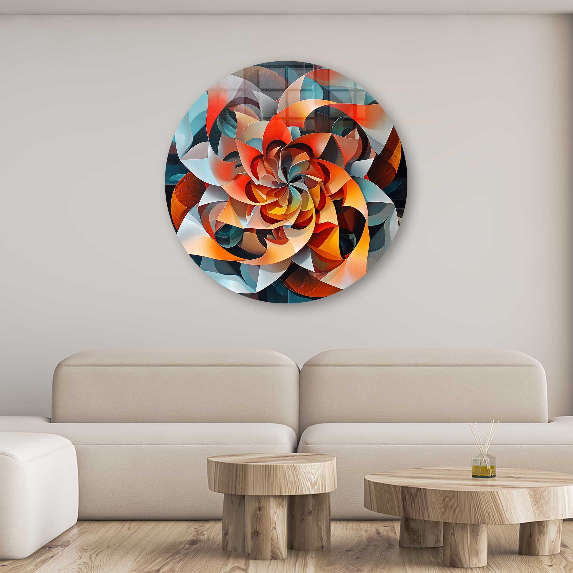 Elegant Wind Vane Rounded Glass Wall Art Decor - Perfect for Living Room, Bedroom & Office Decoration