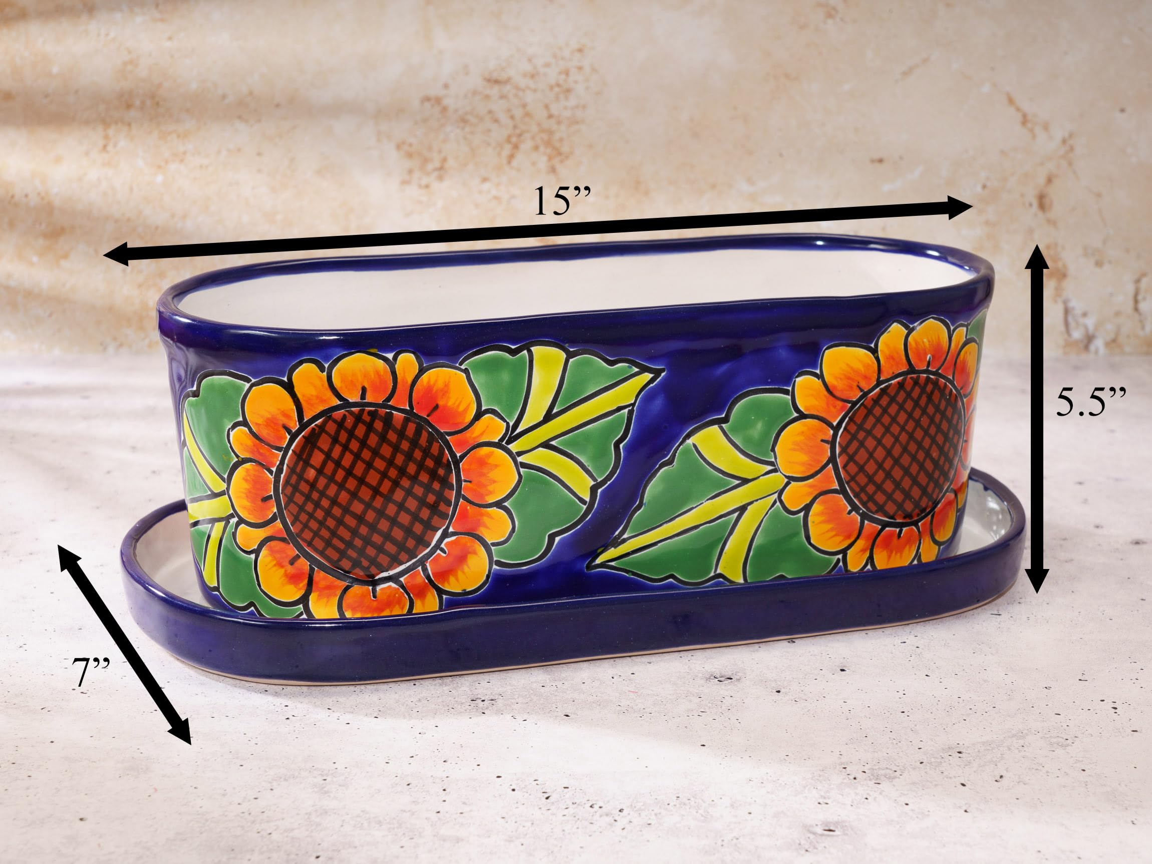 Handmade Mexican Talavera Ceramic Flower Planter Pot - Large 15